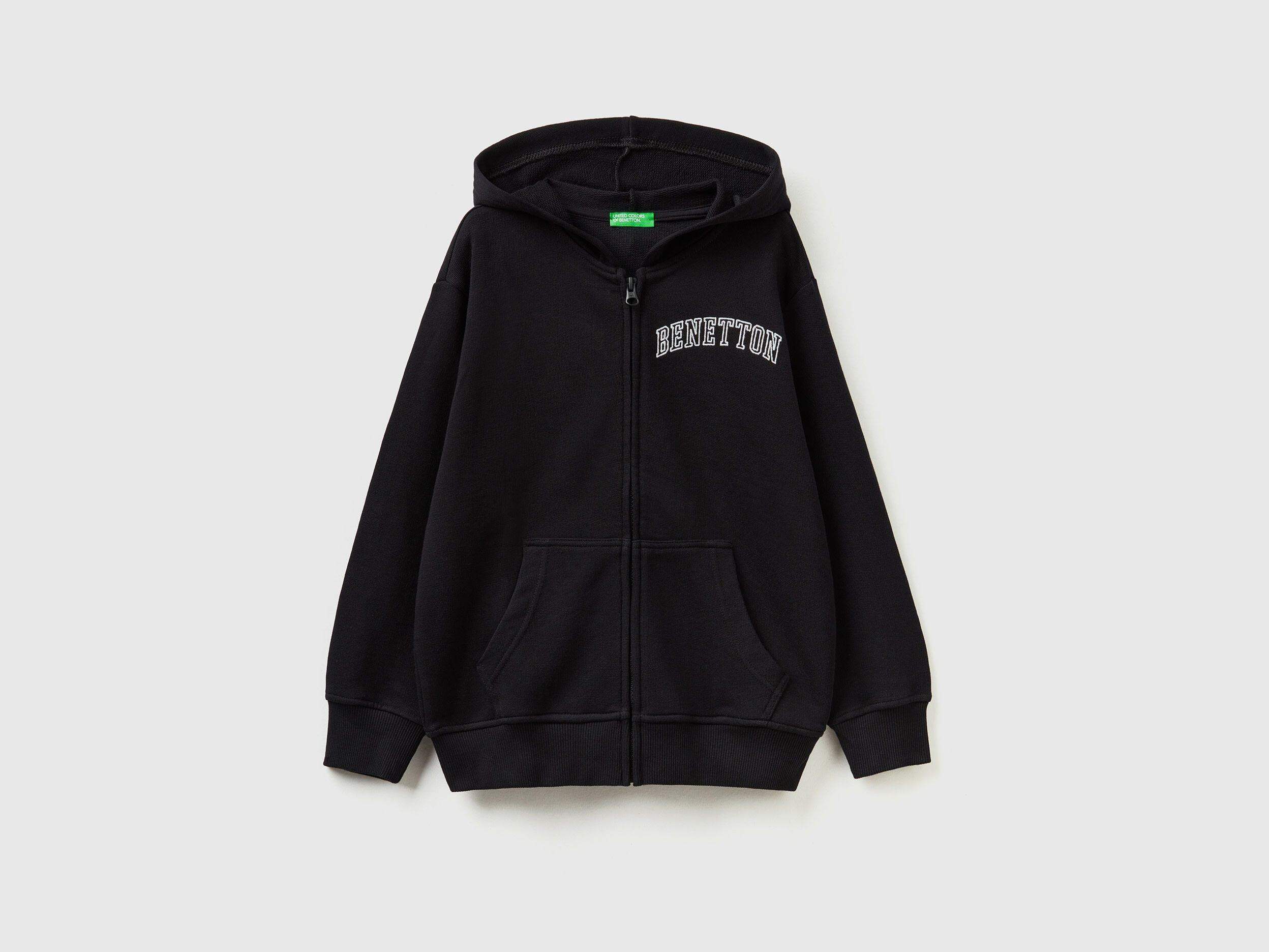 Hoodie with zip and embroidered logo