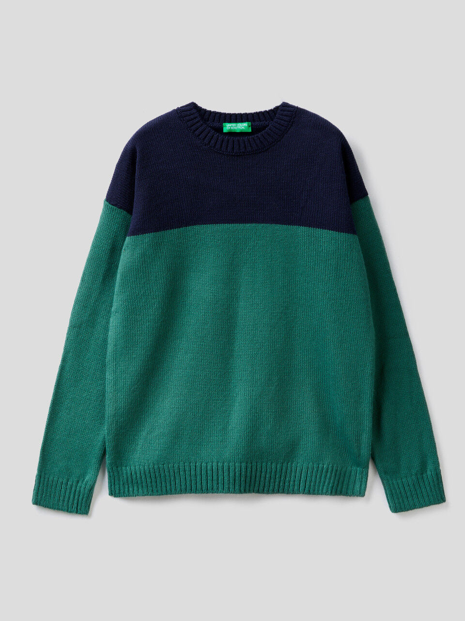 Benetton United Colors of Benetton Boys Grey Crew Neck  Wood Pullover Jumper Size 7-8 Yea 