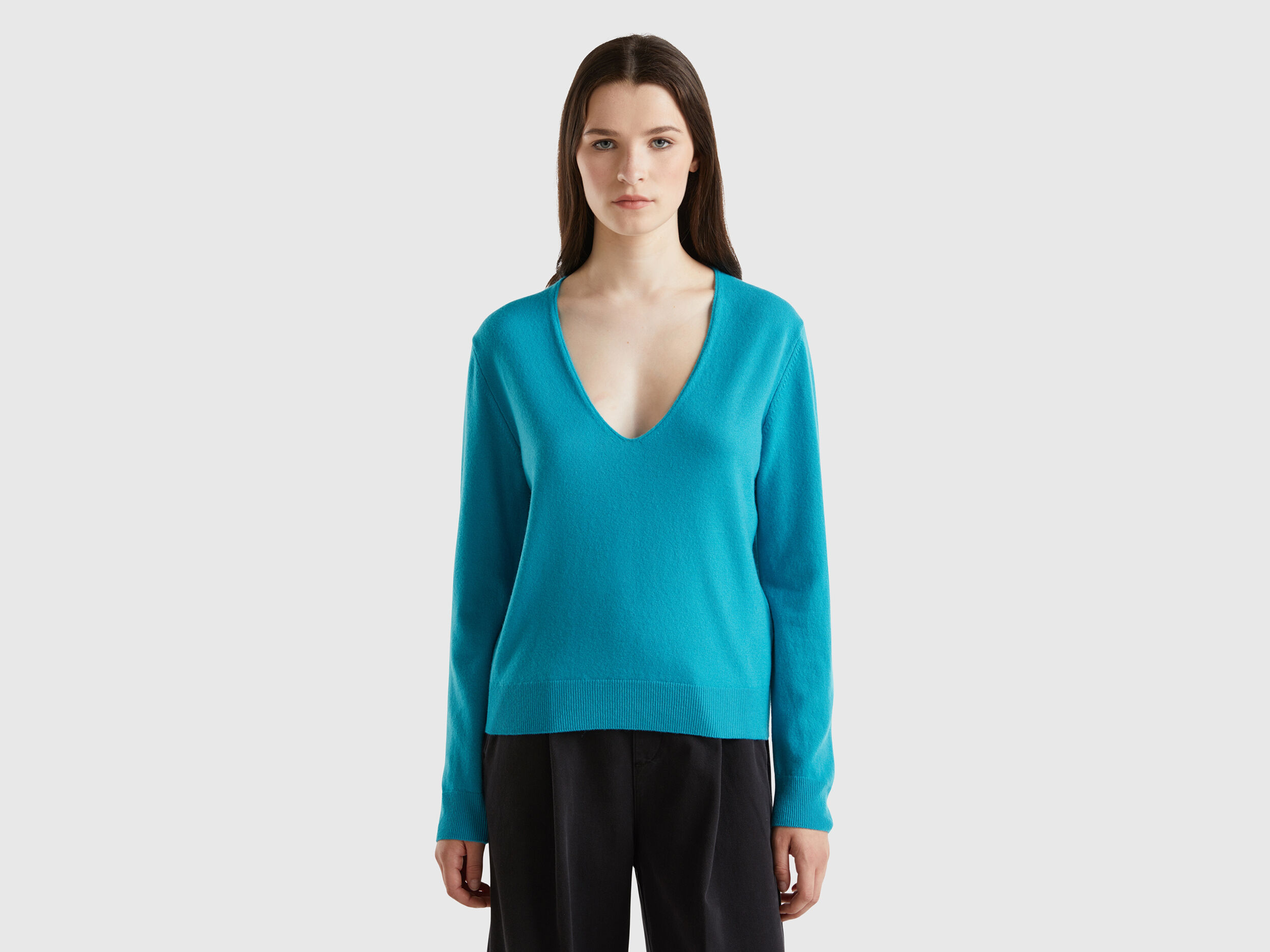 Turquoise v neck sweater discount