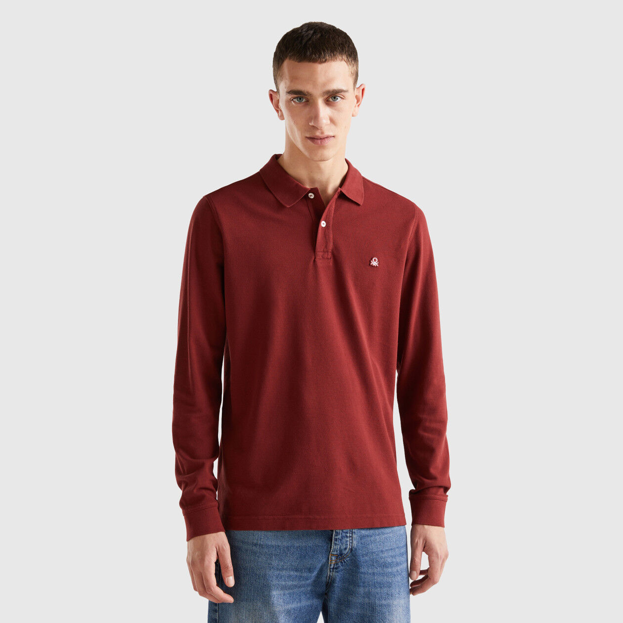 Benetton polo manga sale larga