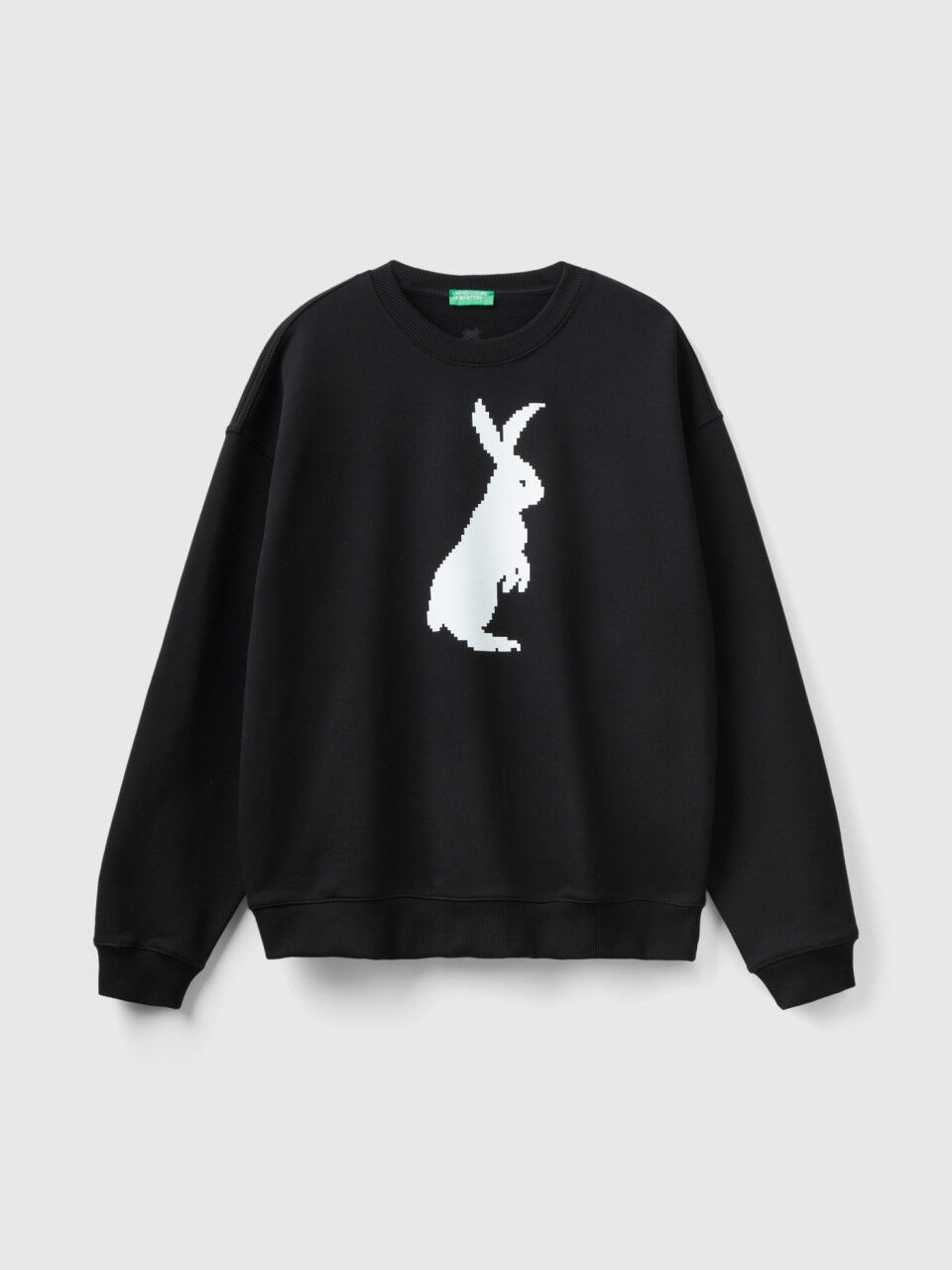 Sweatshirt with bunny print - Black | Benetton