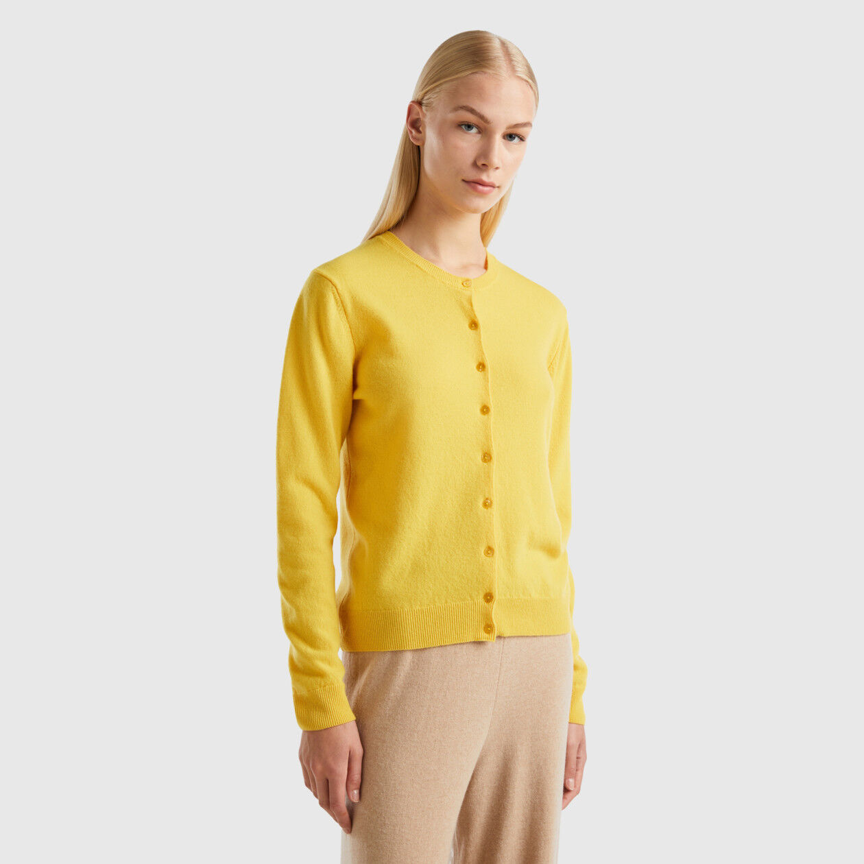 Yellow cotton cardigan women's online