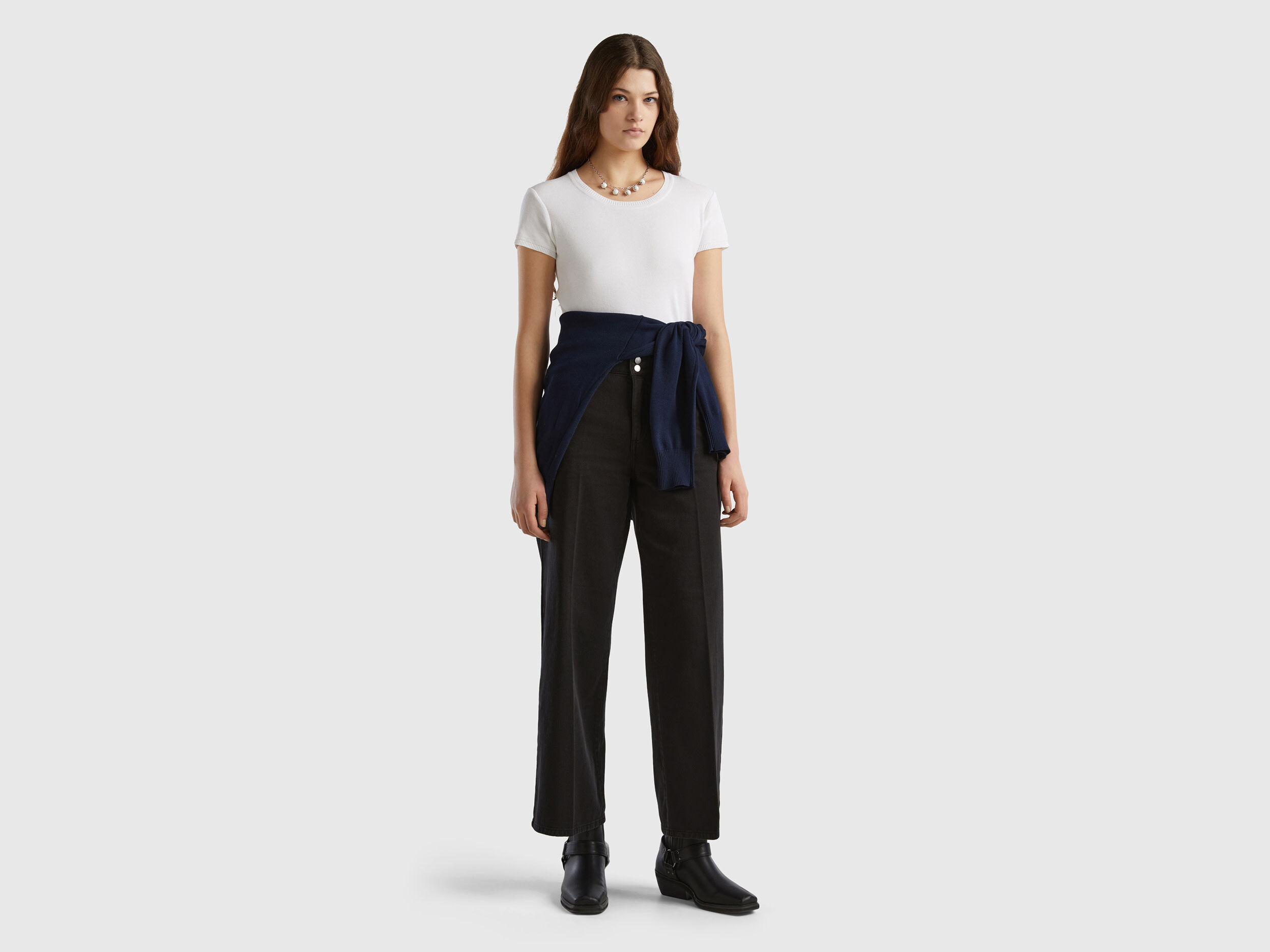Five pocket velvet trousers - Dark Blue | Benetton