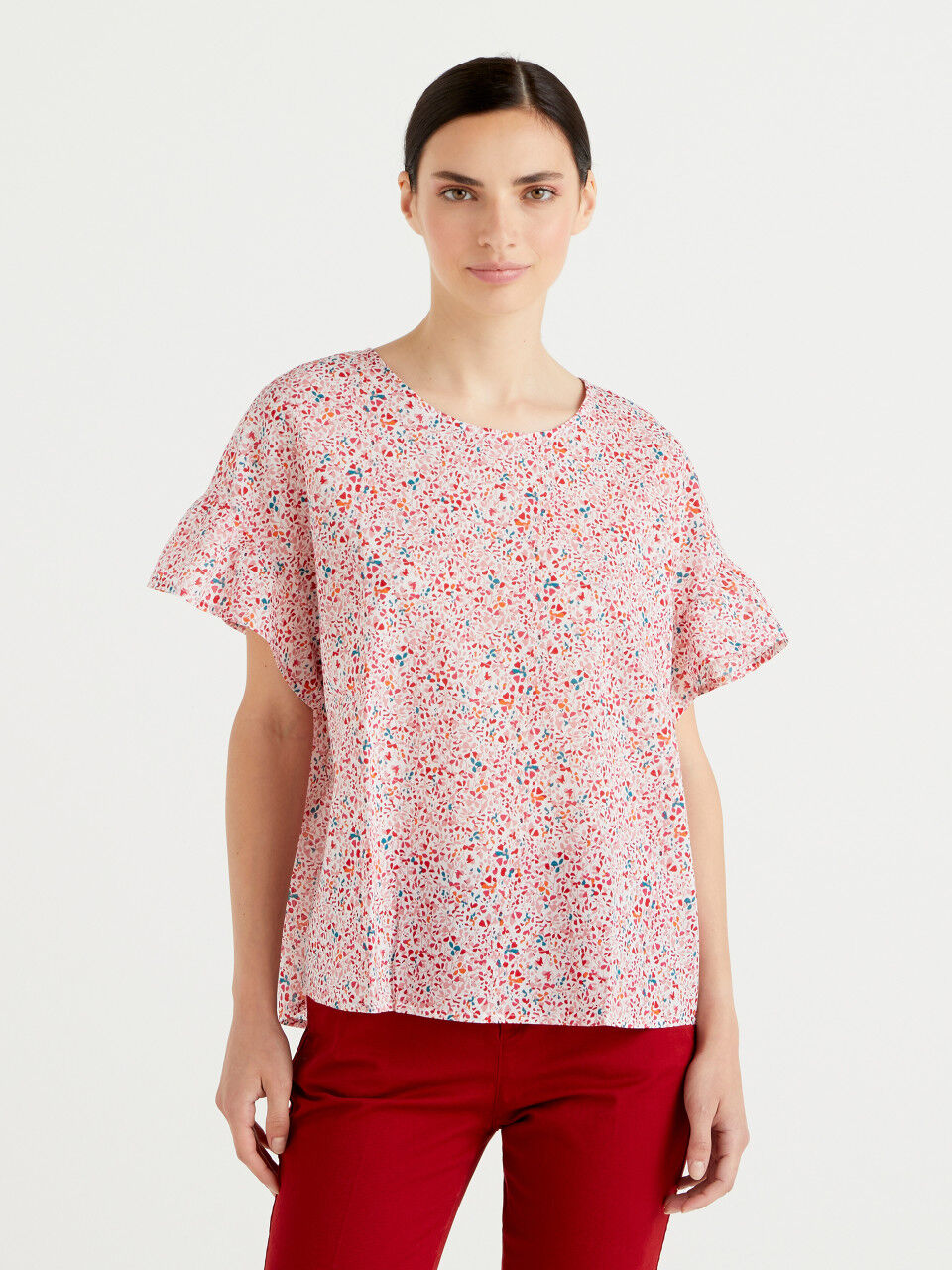 Patterned blouse in pure cotton