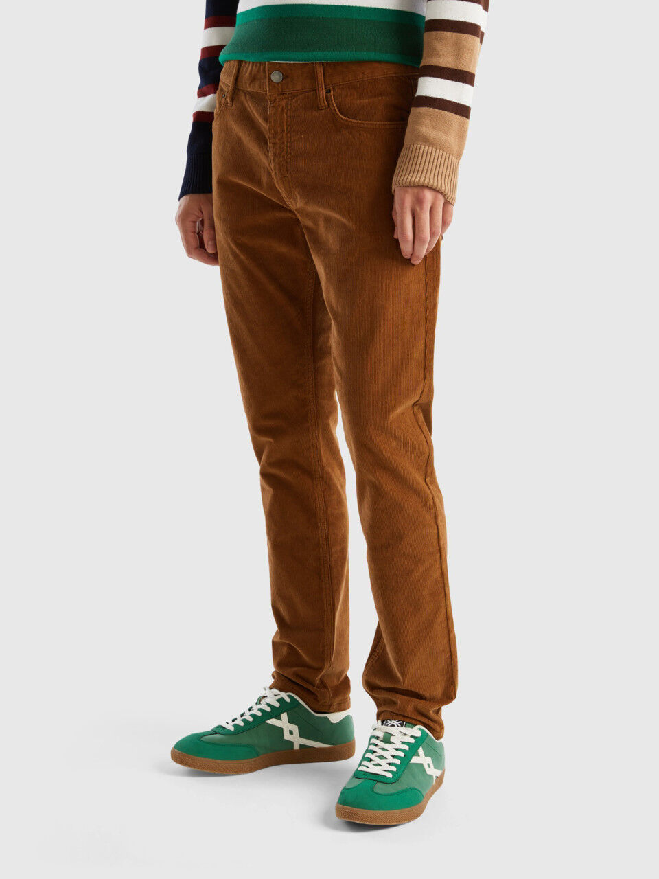 Buy United Colors of Benetton Grey Solid Pattern Slim Fit Trousers online