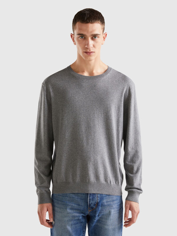 Men's Crewneck Sweater Cotton and Acrylic Blend Monogram Jacquard