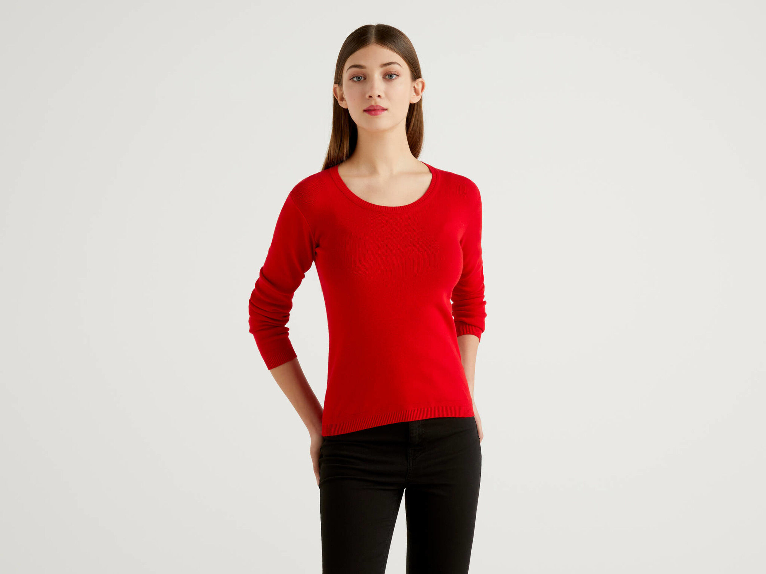 cotton crew neck jumper ladies