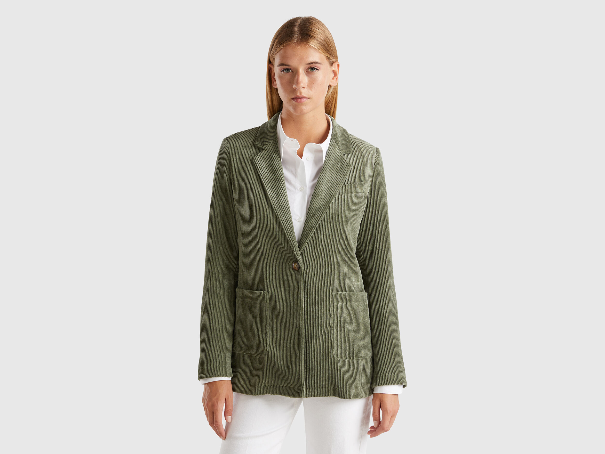 Corduroy blazer Military Green Benetton