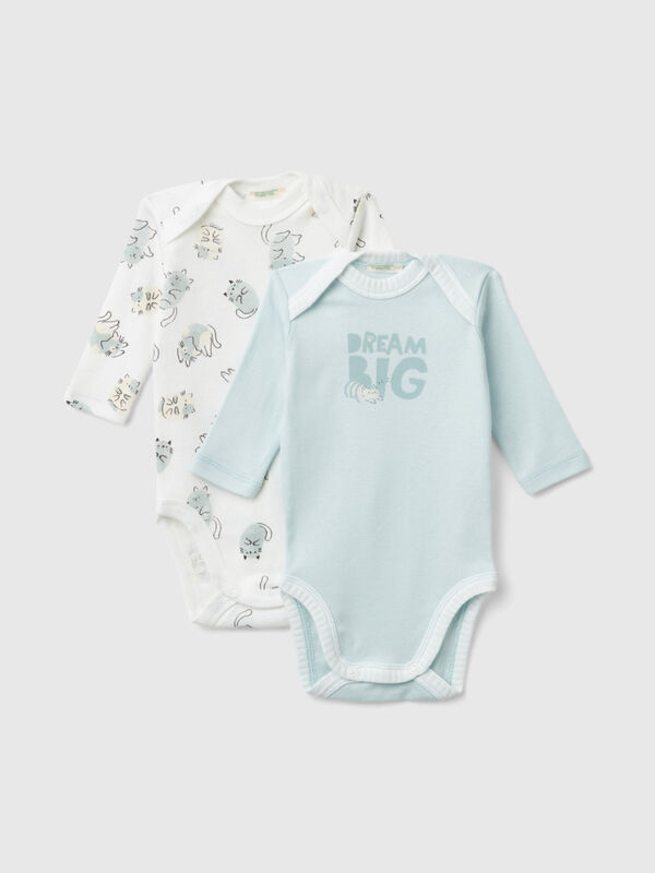 Two long sleeve bodysuits in organic cotton New Born (0-18 months)