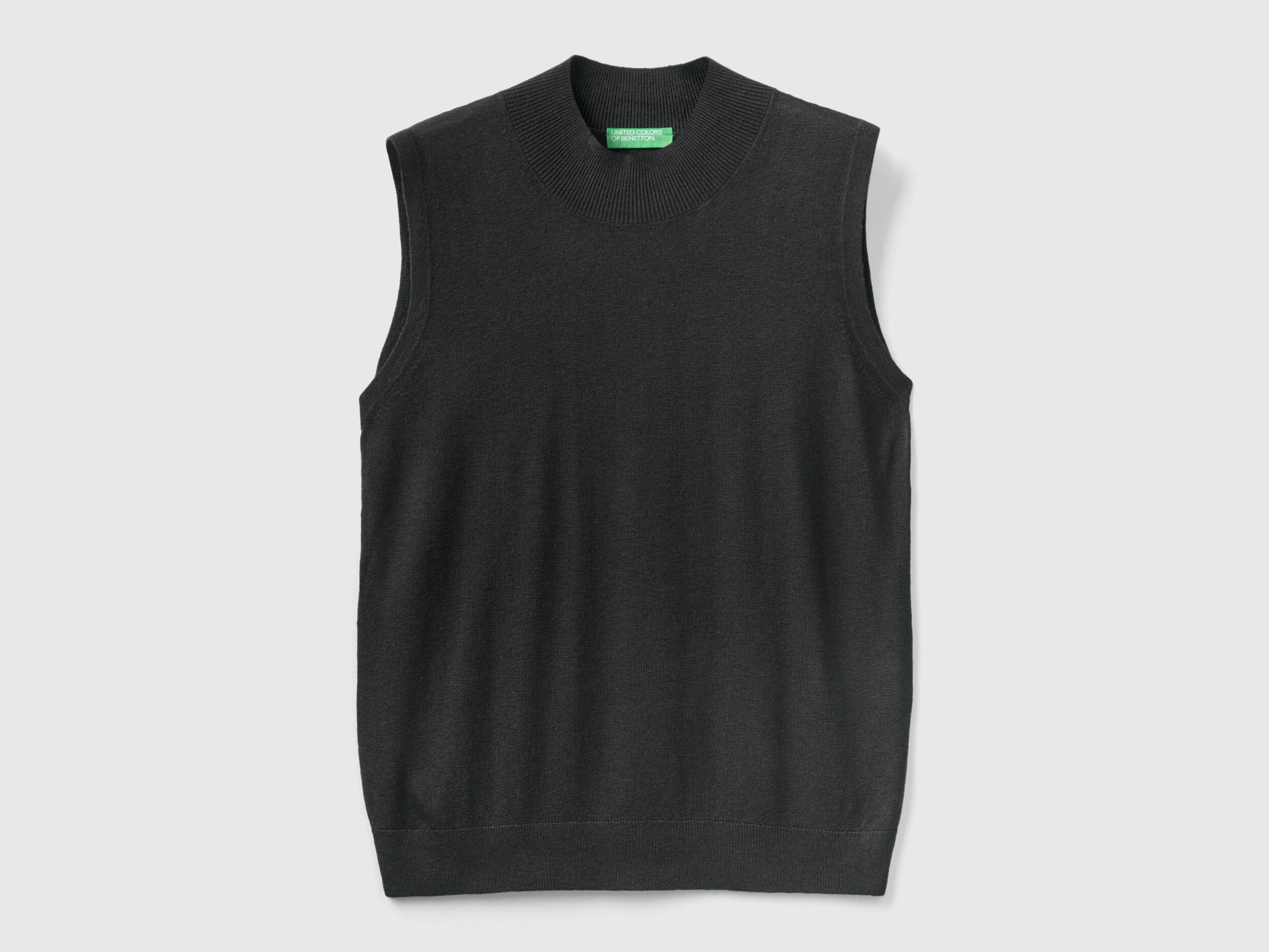 Sleeveless sweater in viscose blend Black Benetton