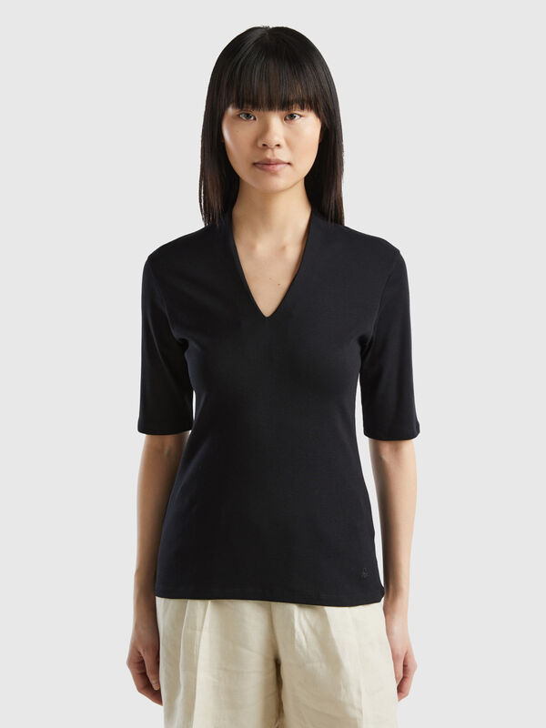 Camiseta slim fit de algodón de fibra larga Mujer