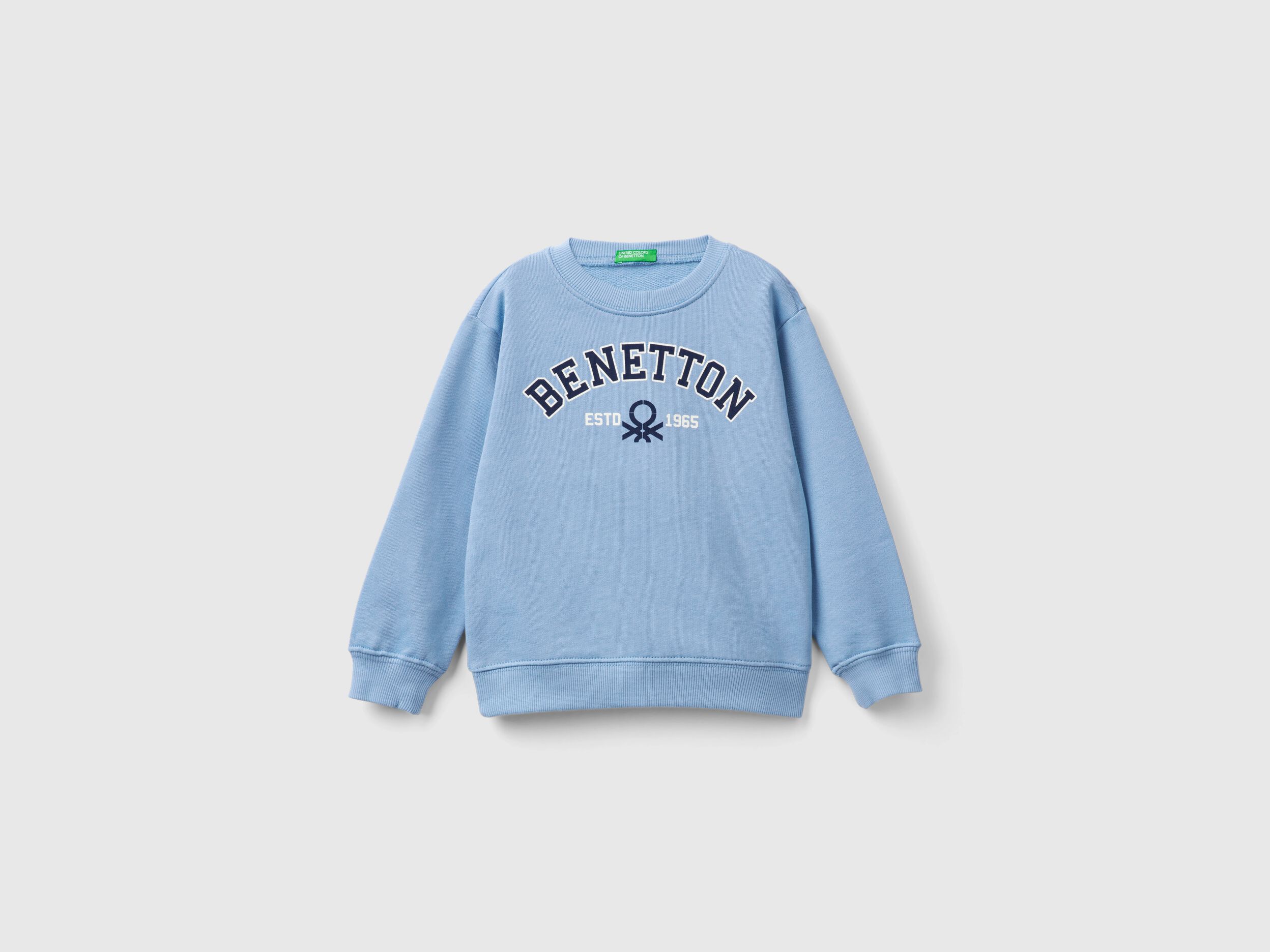 Sweatshirt in 100 organic cotton Light Blue Benetton
