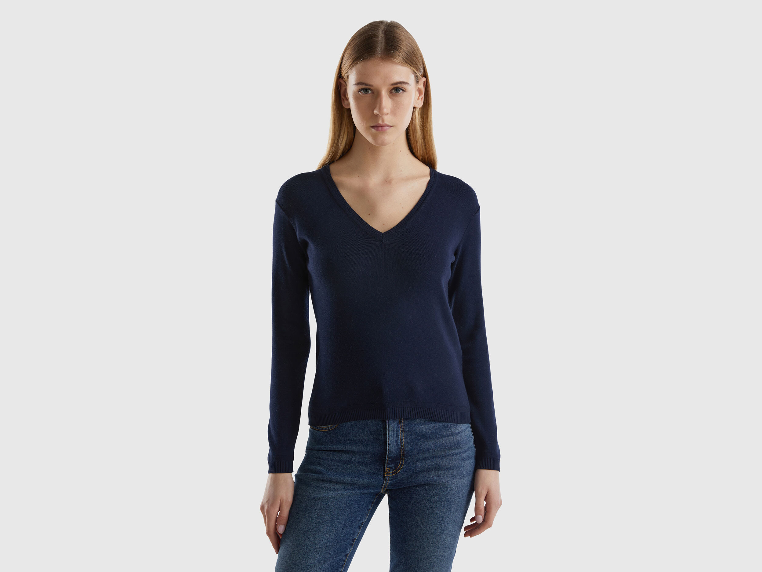 Womens navy blue cotton sweater online
