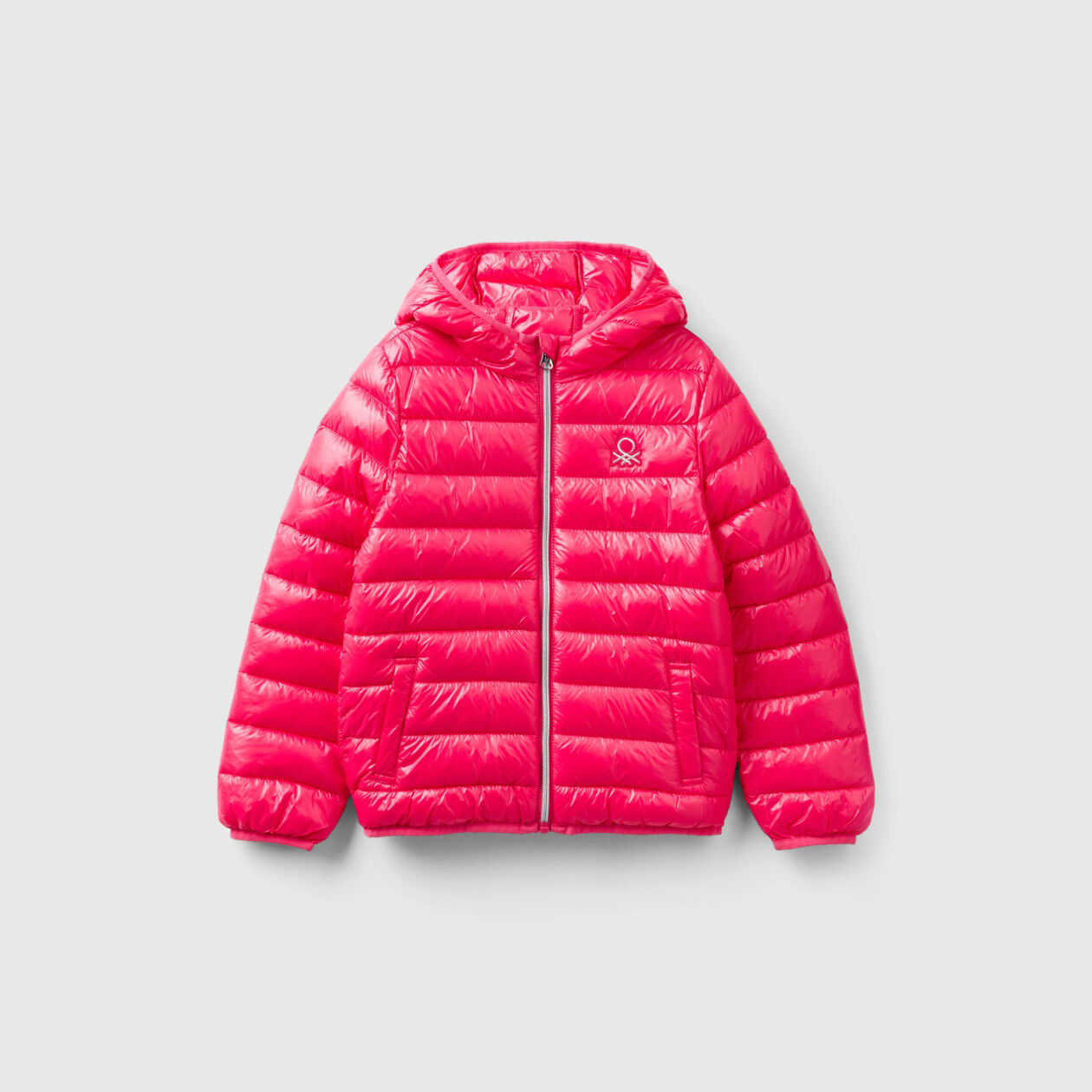 Puffer jacket with hood Fuchsia Benetton