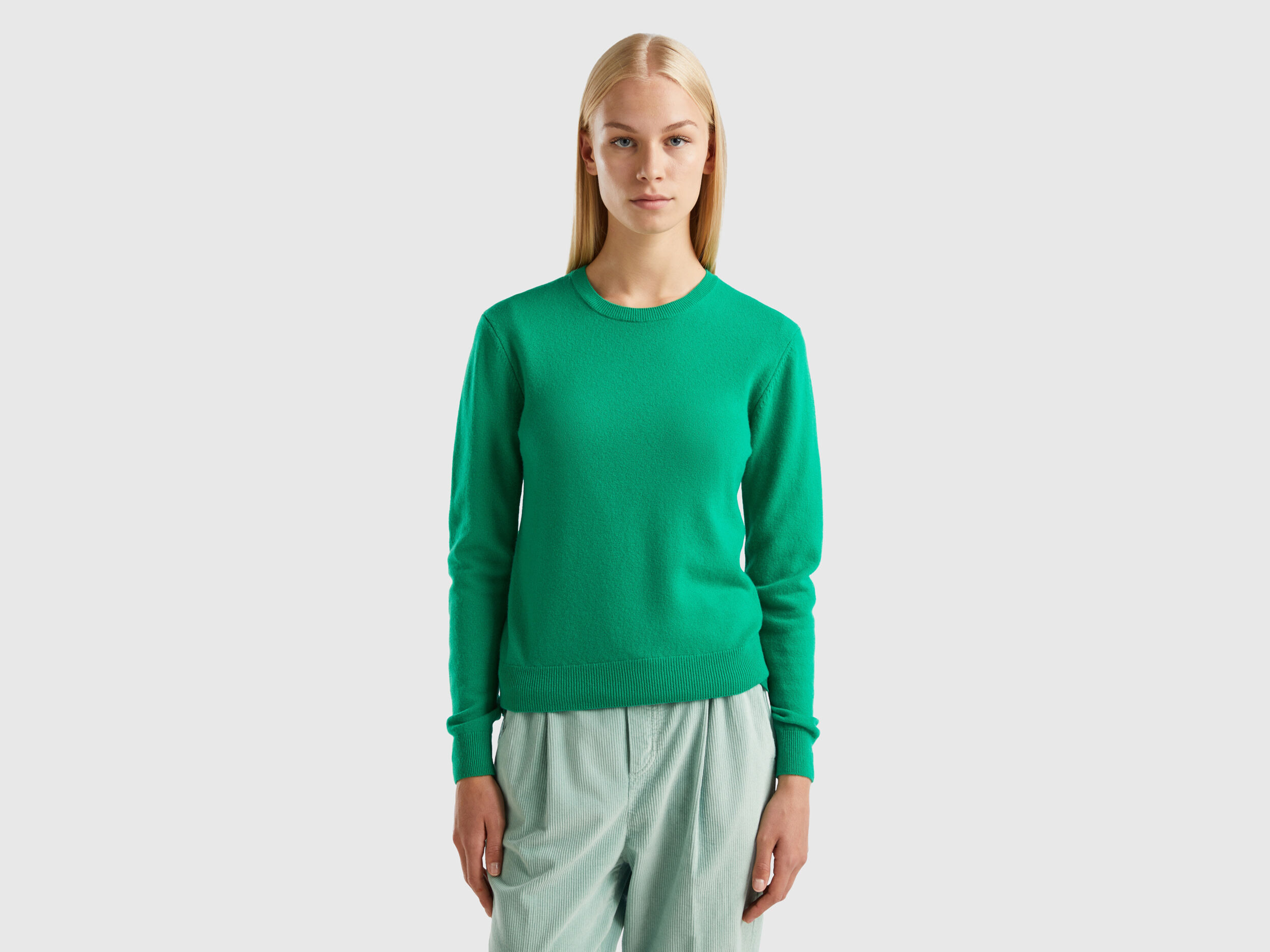 Green crew outlet neck jumper womens