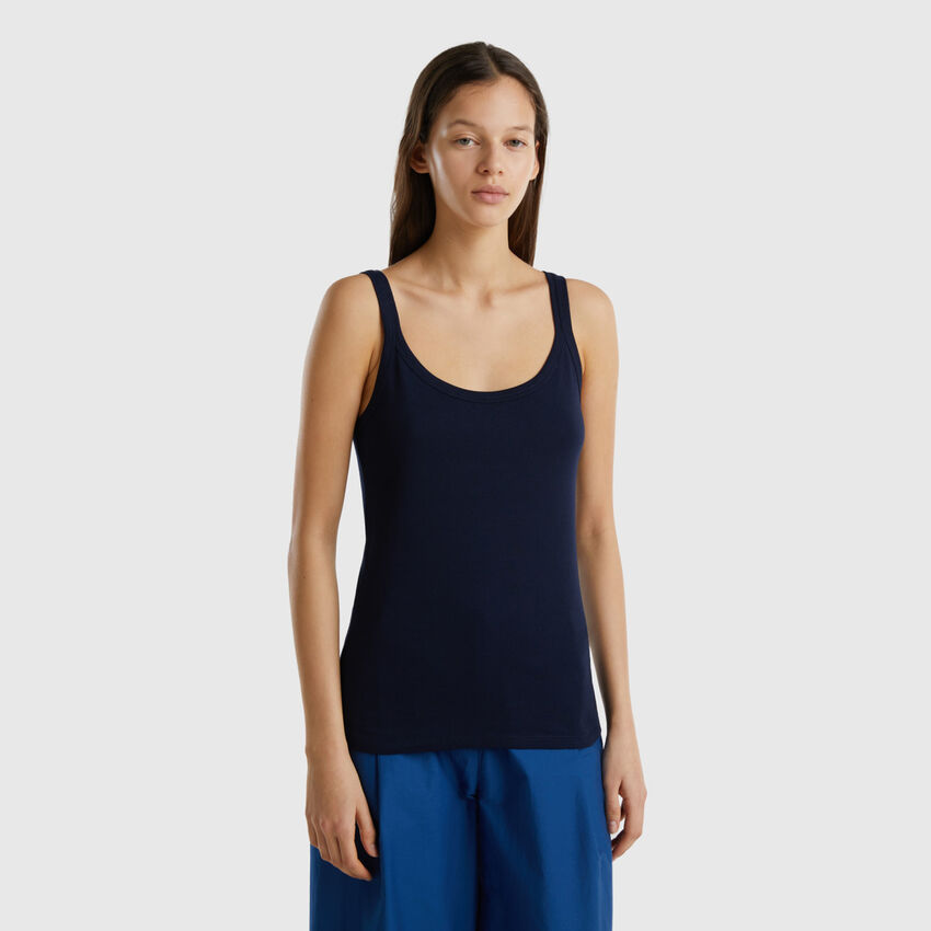 Air force blue tank top in pure cotton