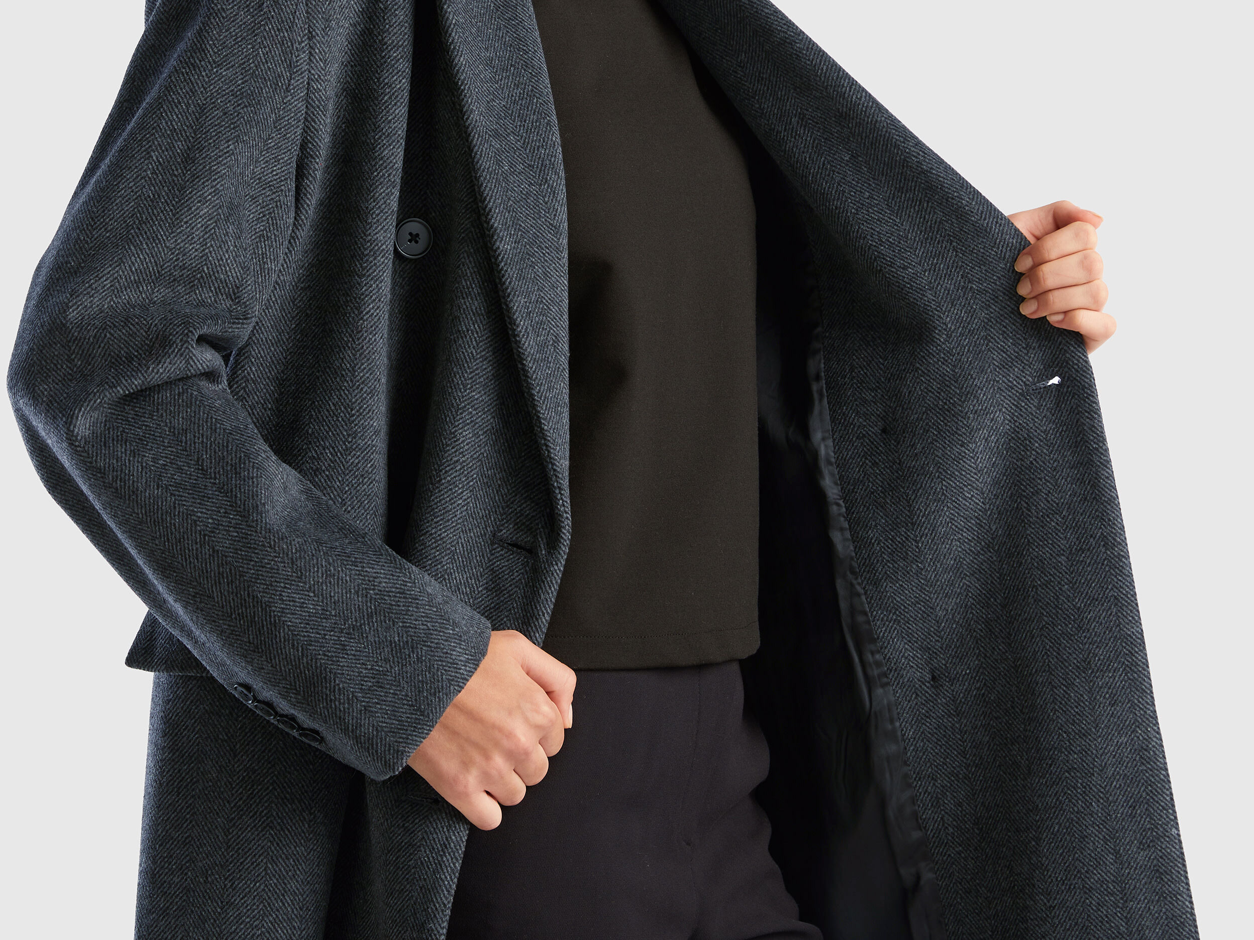 Benetton mid length 2024 hidden double breasted coat