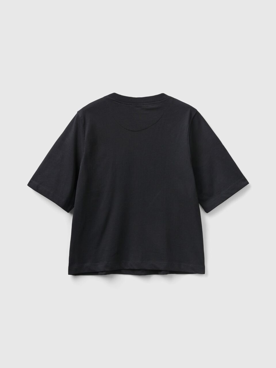100% cotton boxy fit t-shirt - Black | Benetton