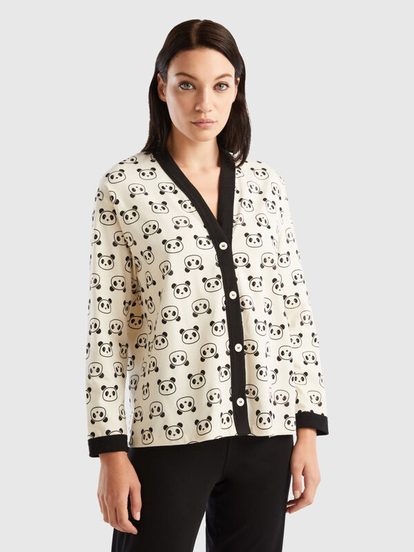Pyjama jacket with panda print