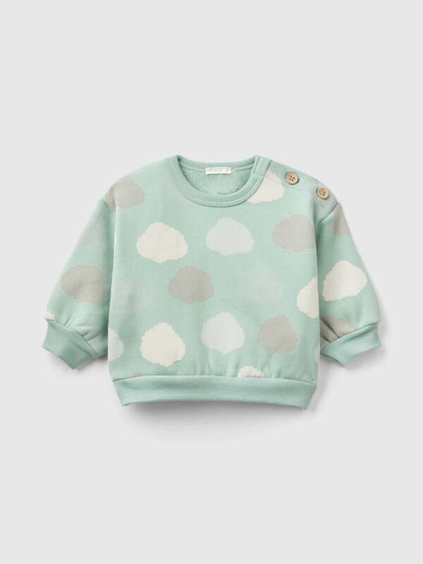 Printed sweatshirt lined in chenille New Born (0-18 months)