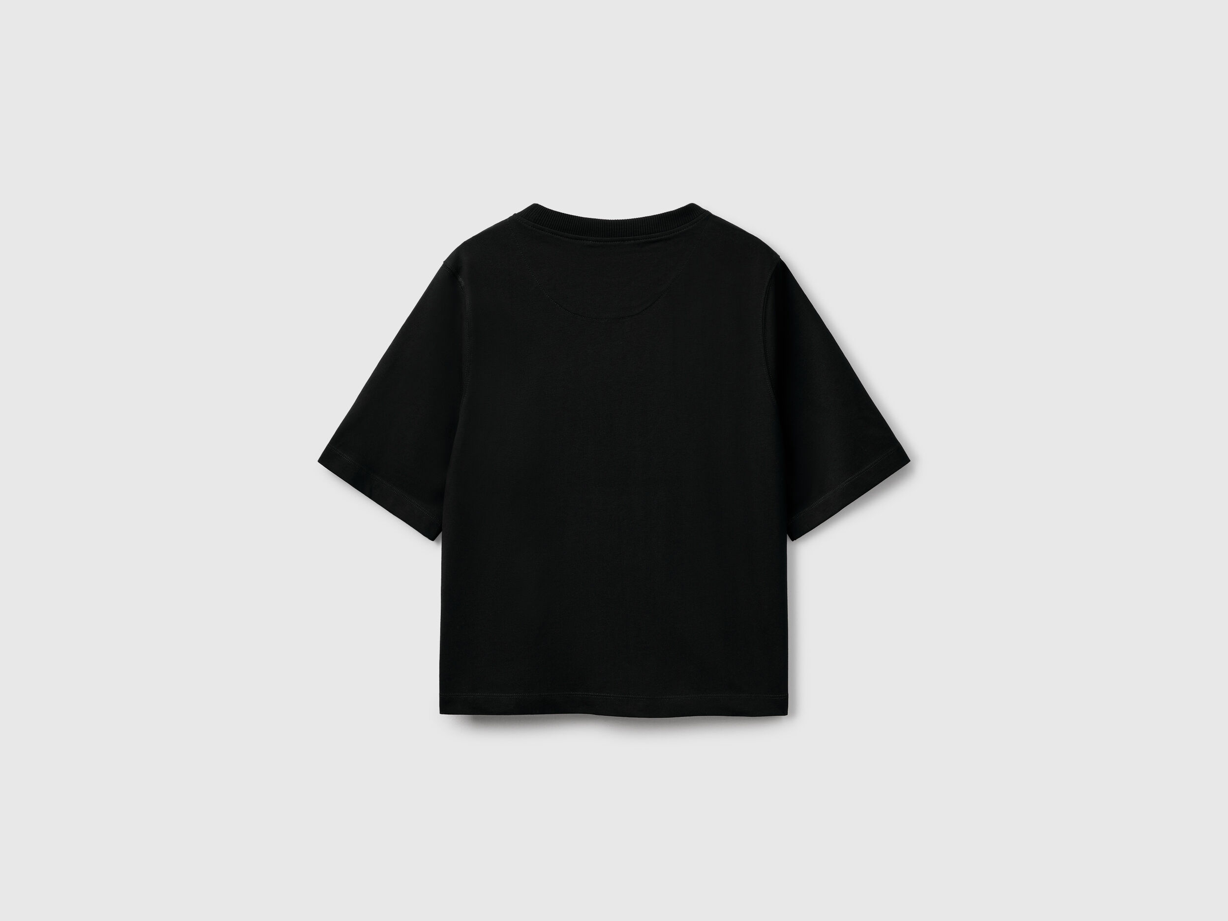 100% cotton boxy fit t-shirt - Black | Benetton
