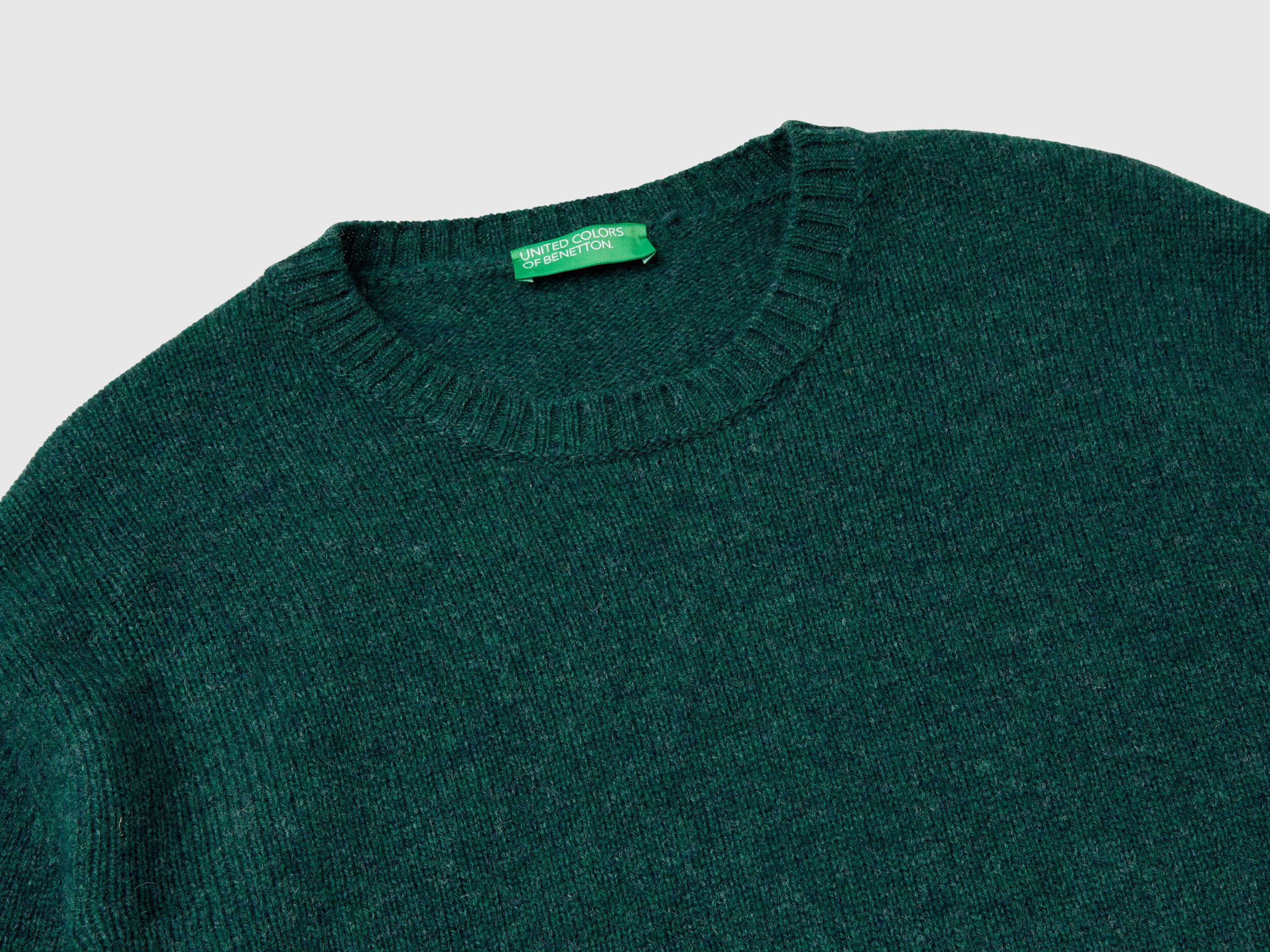 Sweater in Shetland wool - Green | Benetton