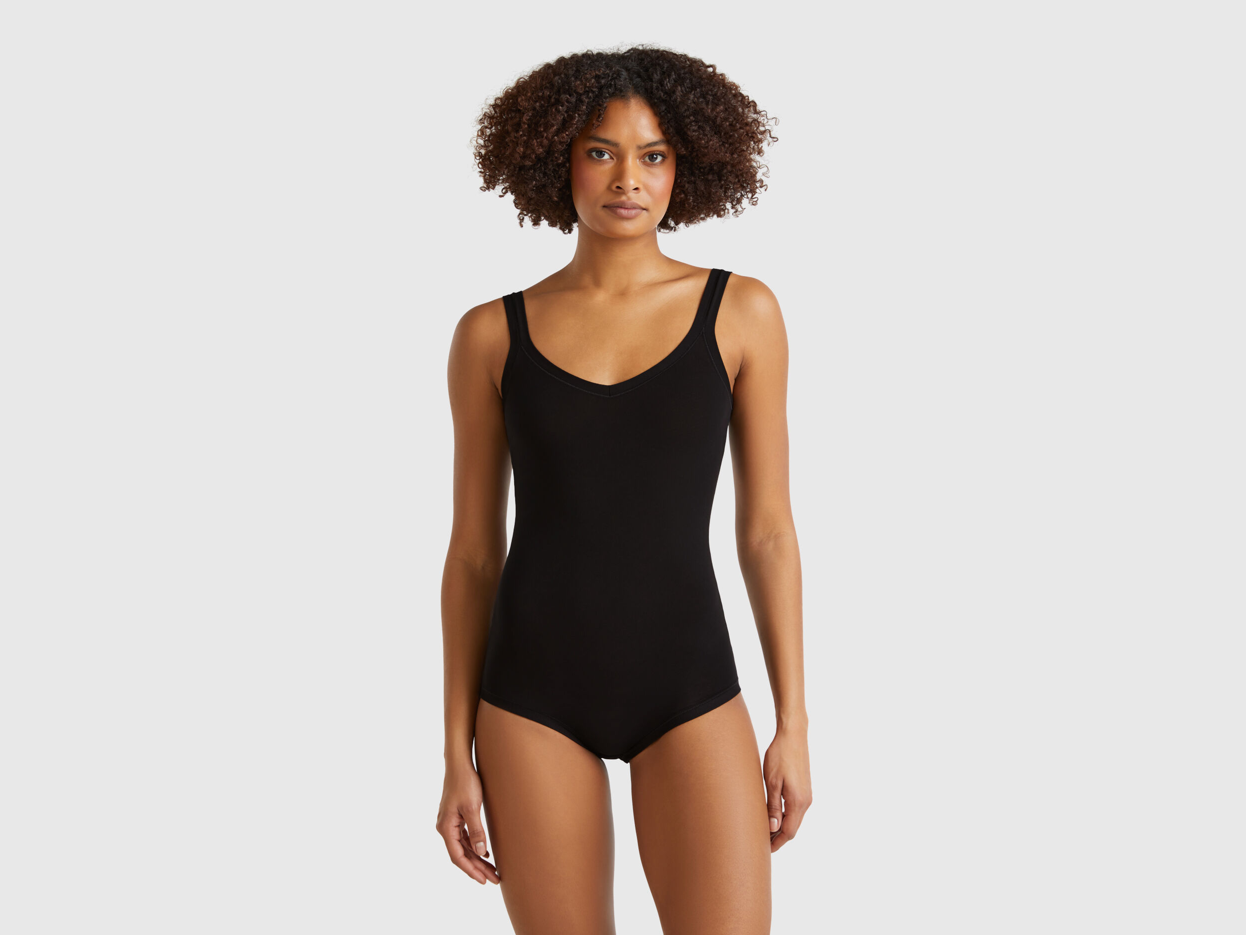 Super stretch organic cotton bodysuit - Black | Benetton