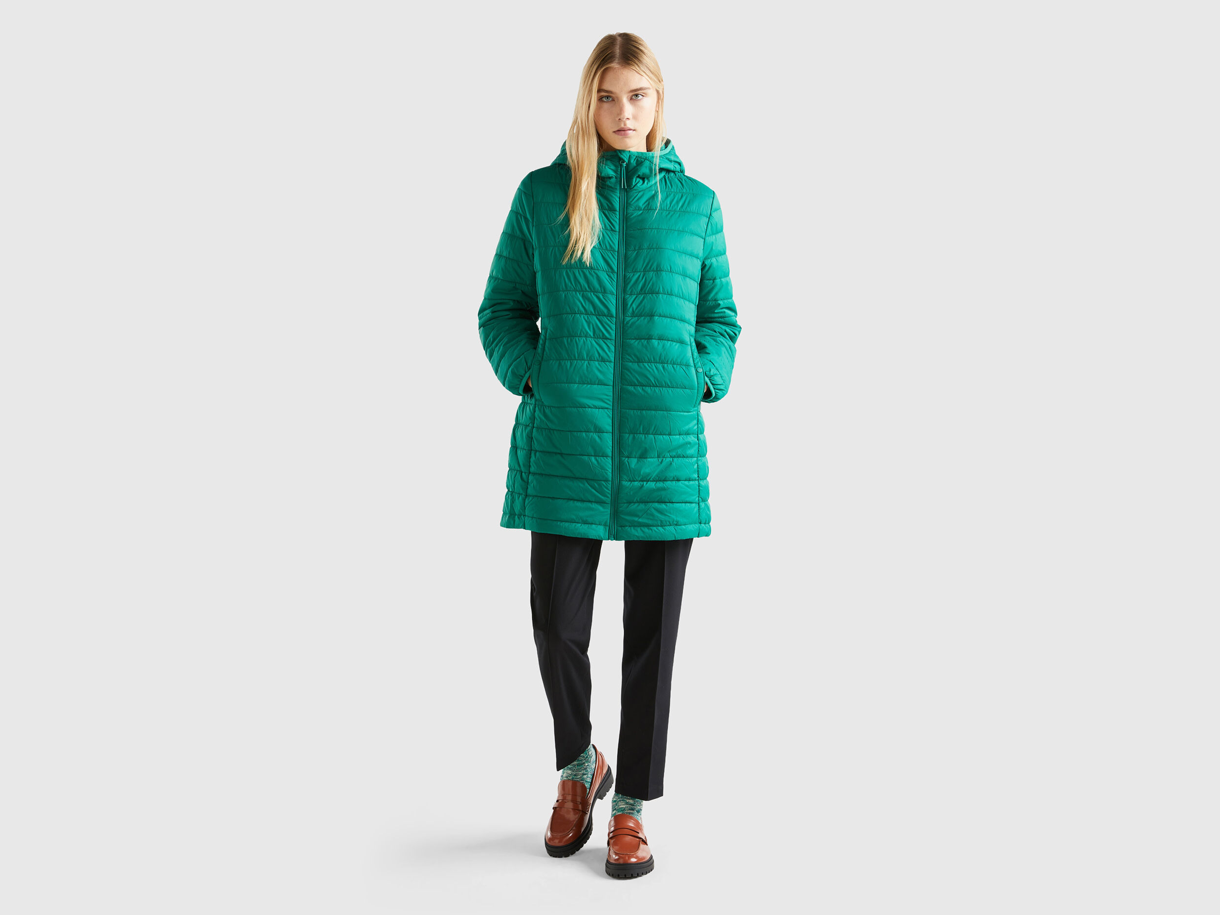 Padded jacket with recycled wadding - Green | Benetton