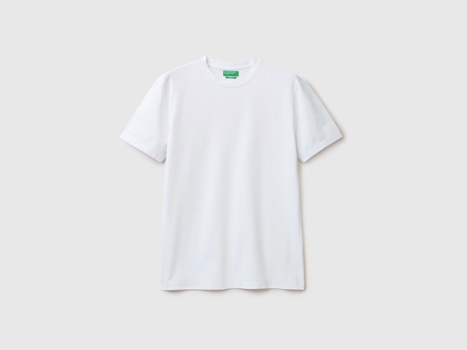cotton stretch - | Slim Benetton White fit t-shirt in
