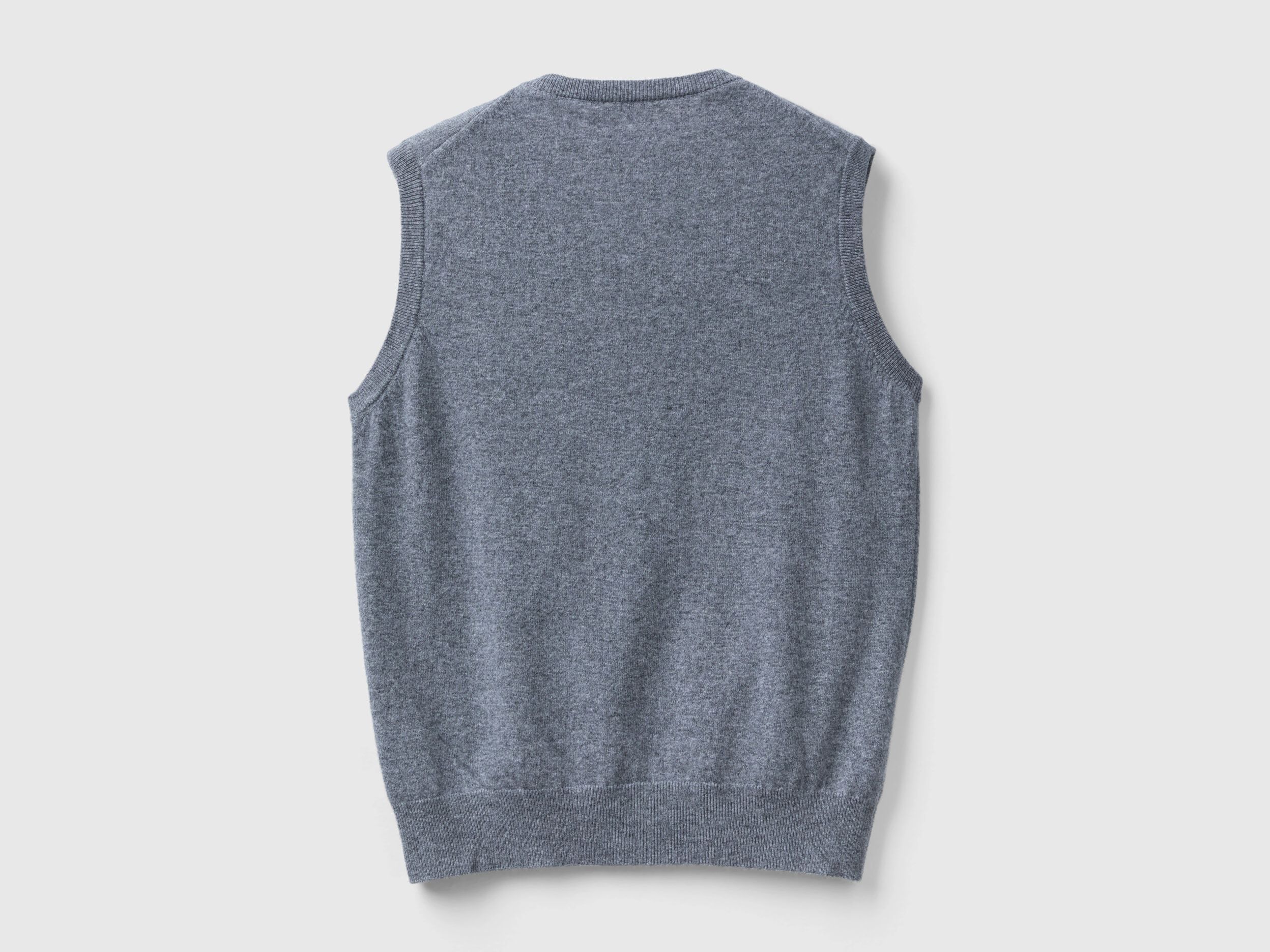 Gray vest in pure Merino wool - Gray | Benetton