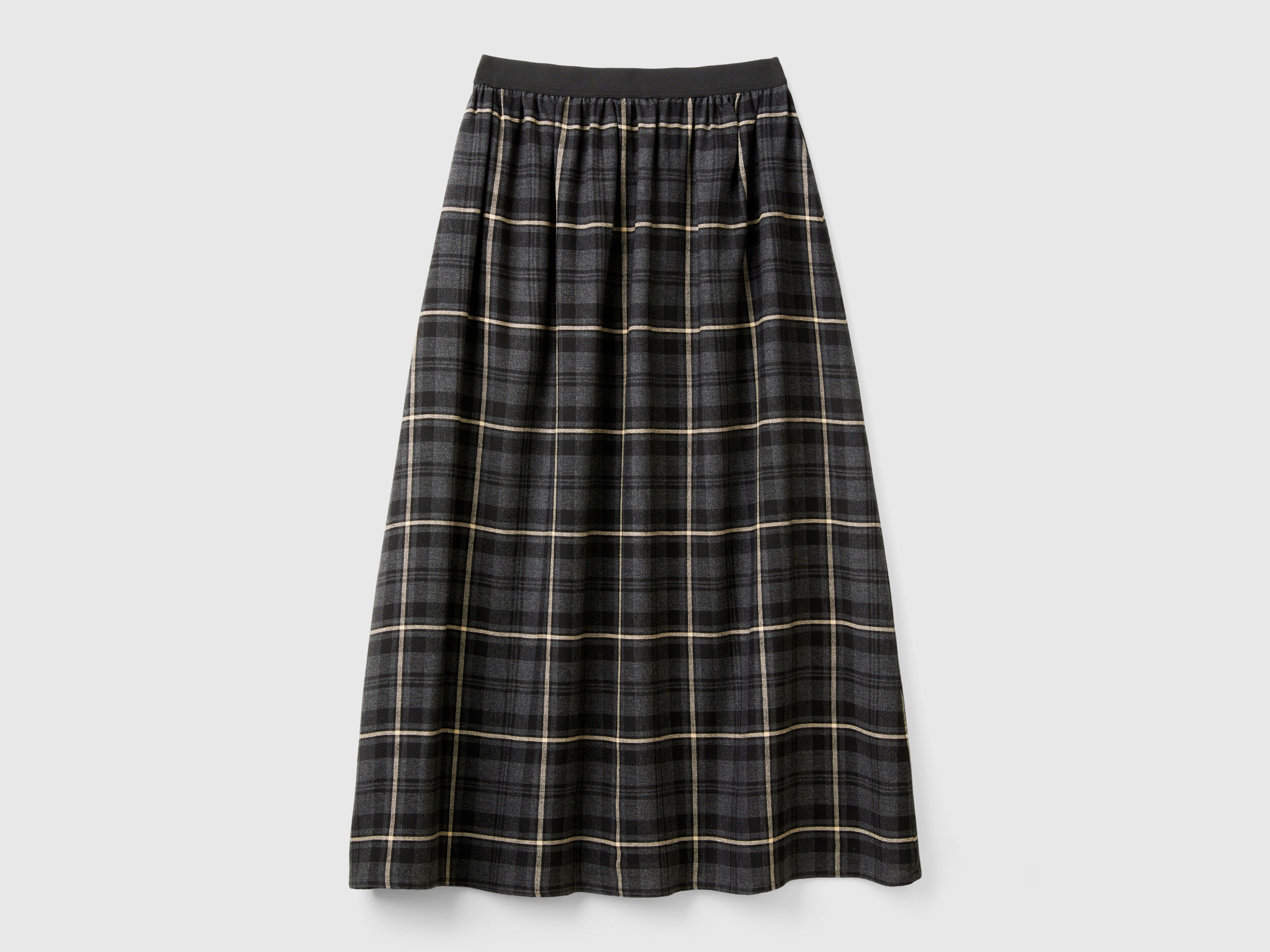 Tartan check midi skirt - Dark Gray | Benetton