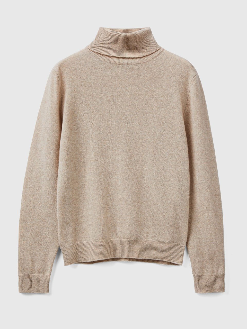 Beige turtleneck sweater in pure Merino wool - Beige