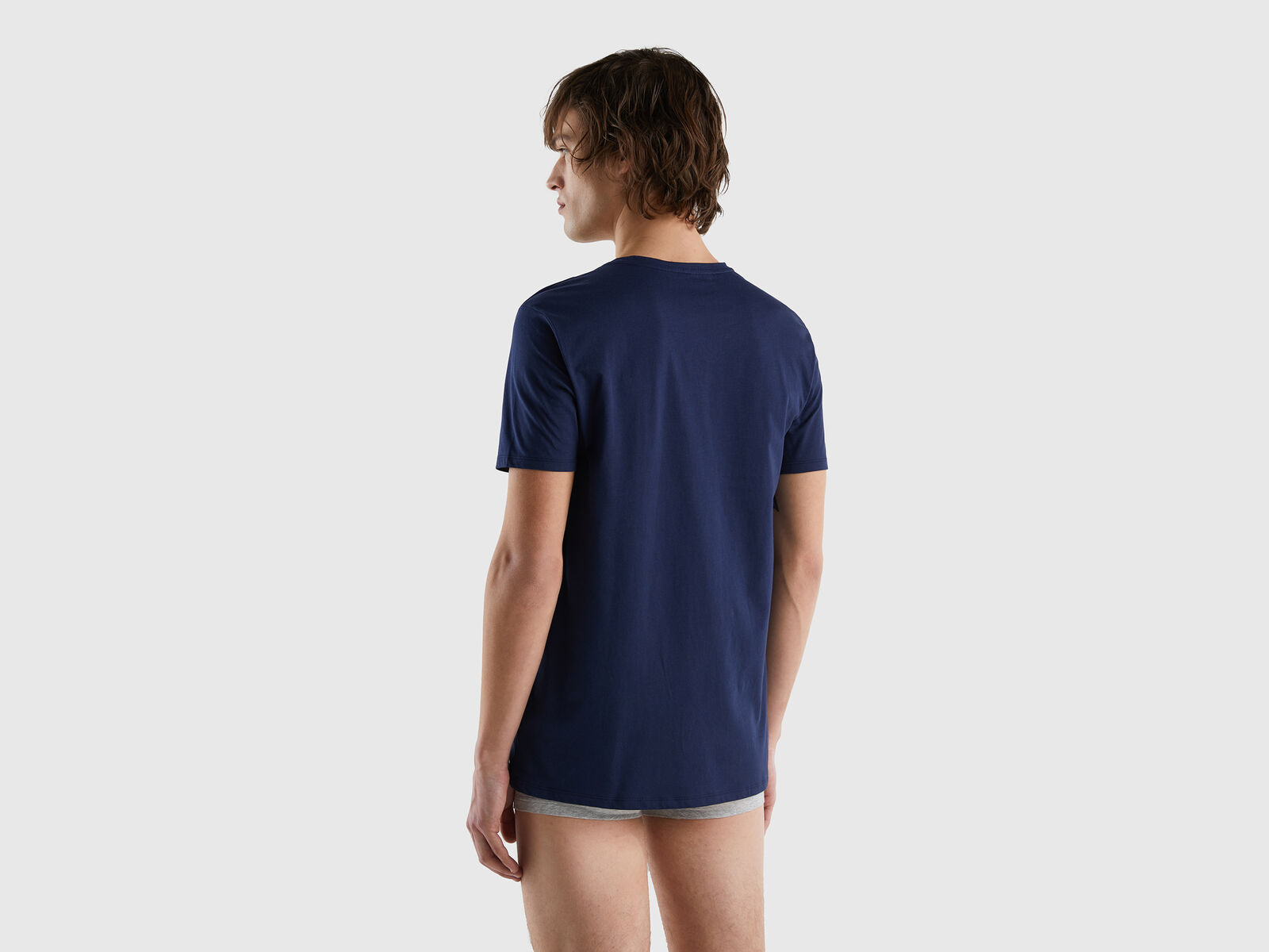 t-shirt Benetton - fiber Dark cotton | Long Blue
