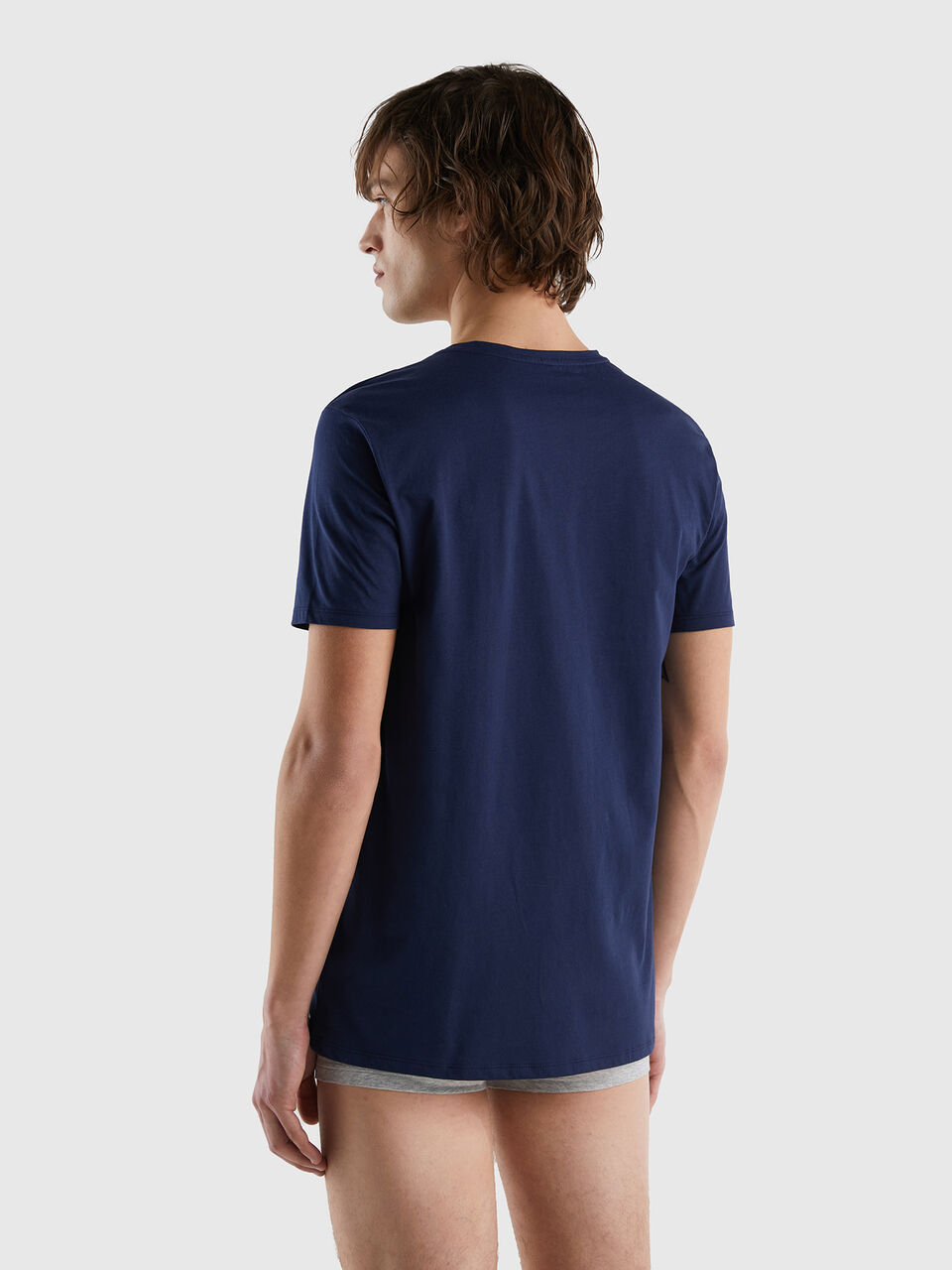 Long fiber cotton t-shirt - Blue Dark | Benetton