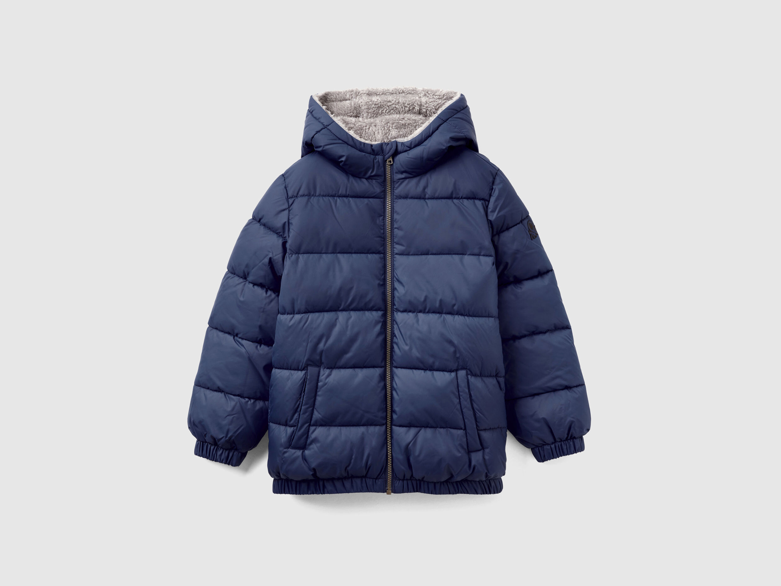 Cazadora acolchada con interior de peluche Azul Oscuro Benetton