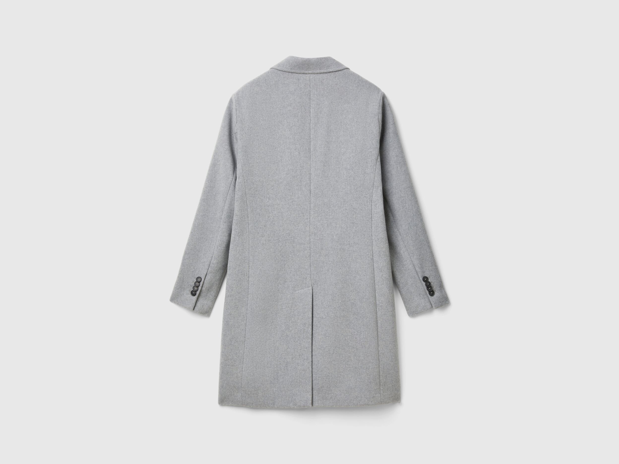 Lined coat in wool blend - Light Gray | Benetton
