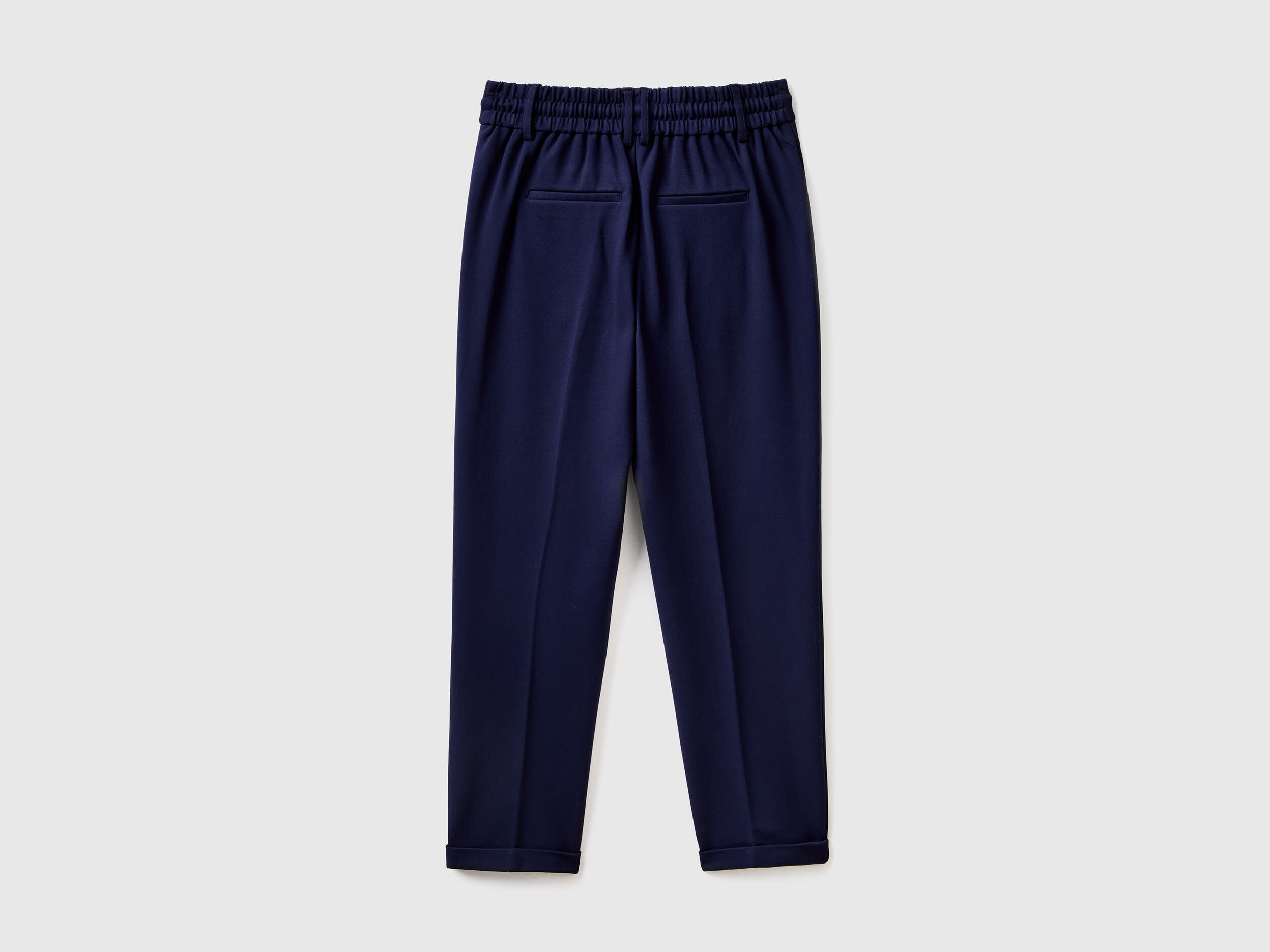 Yarn dyed trousers with drawstring - Dark Blue | Benetton