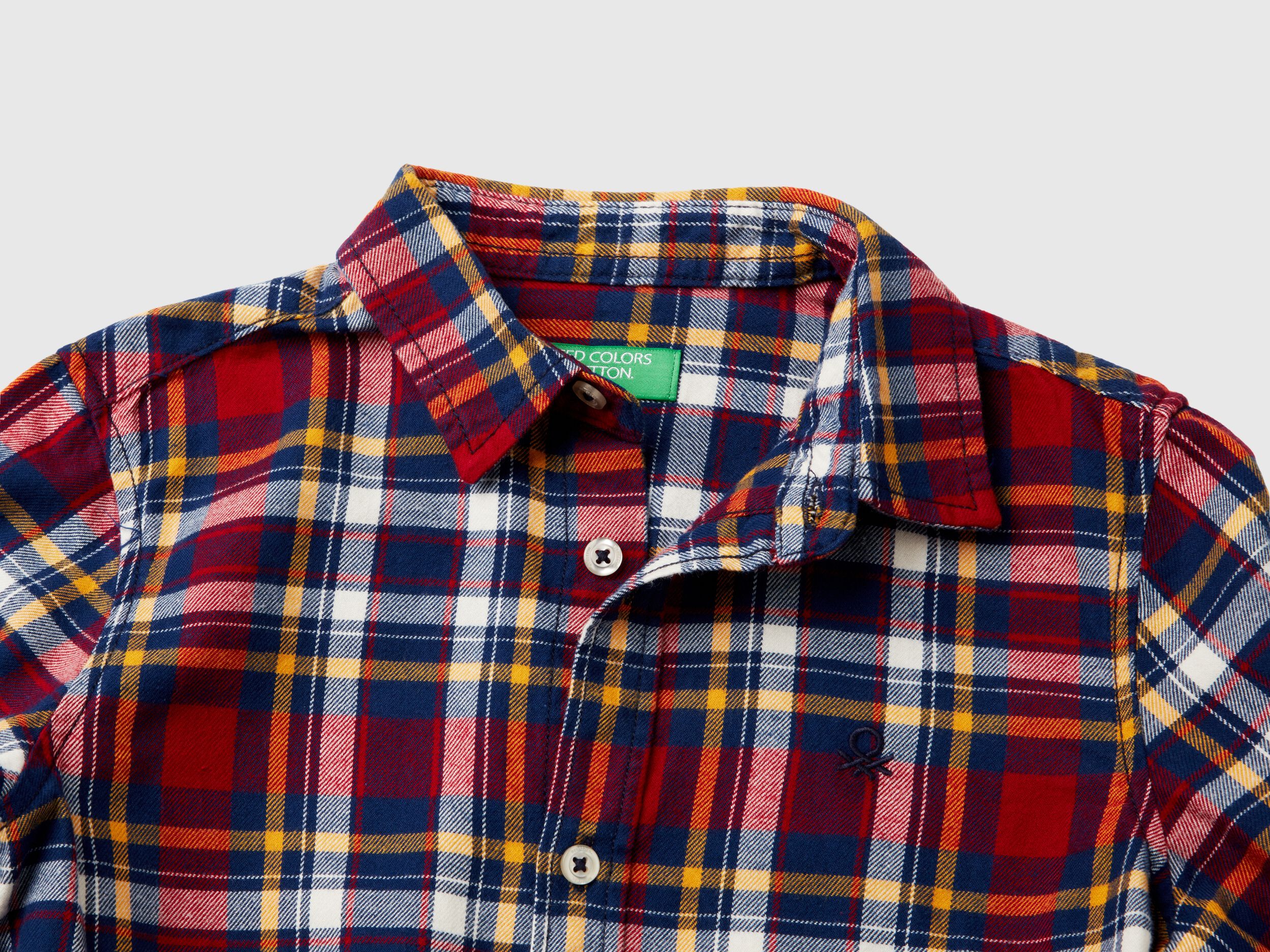 Plaid shirt in 100% cotton - Multi-color | Benetton
