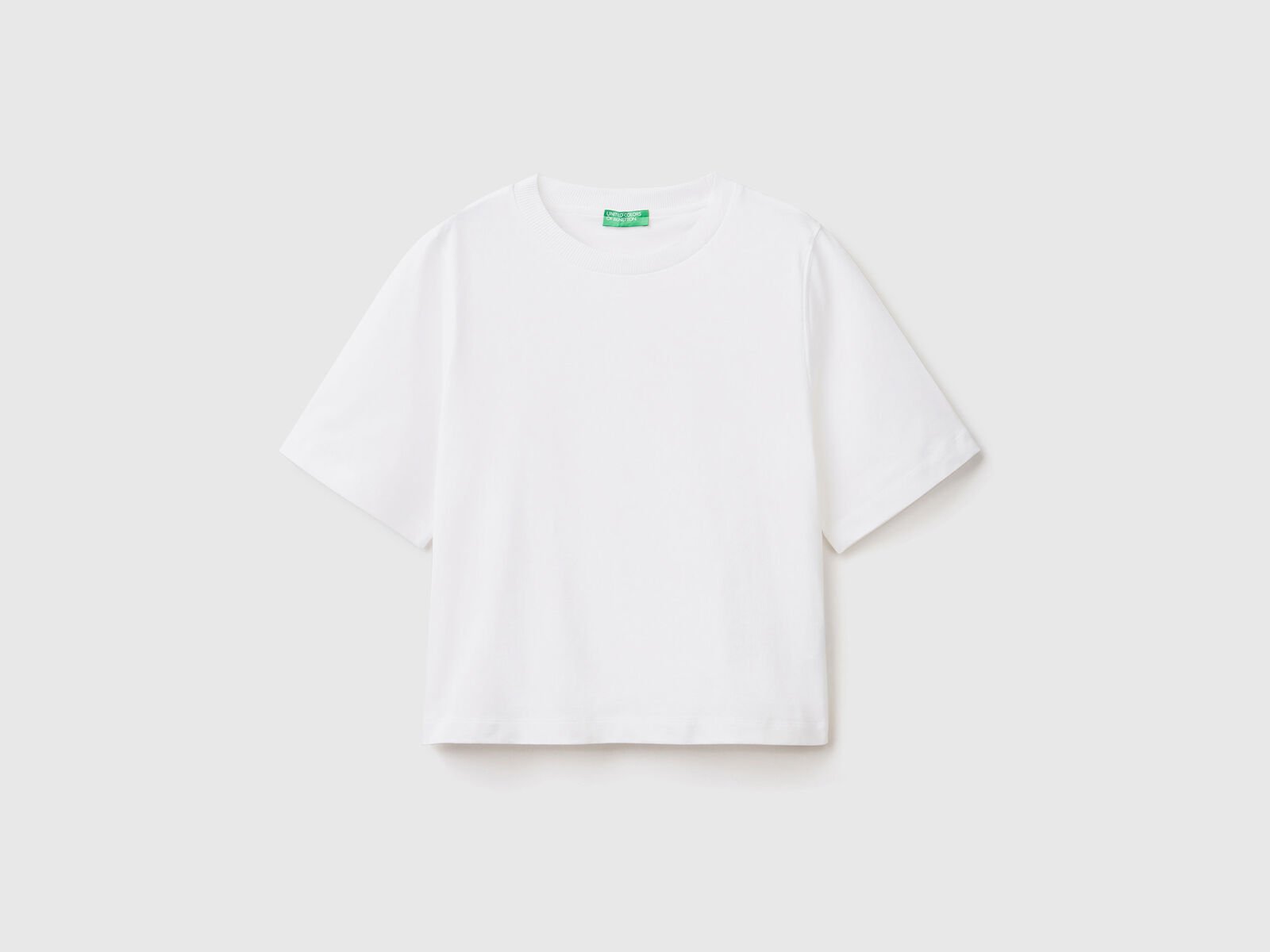 Benetton fit White | t-shirt boxy 100% cotton -