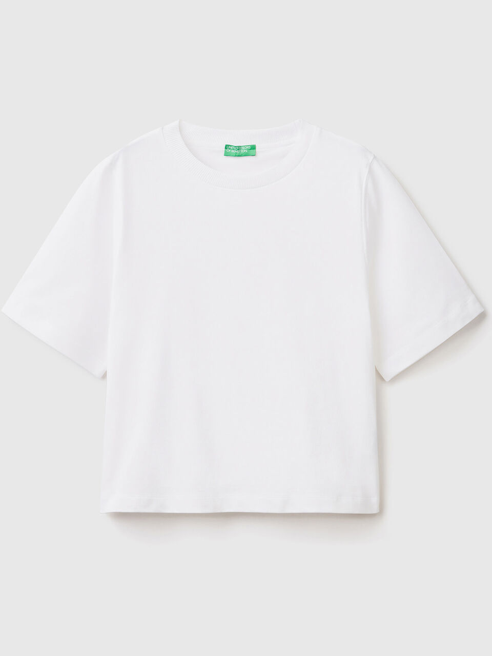 | 100% t-shirt White boxy - fit Benetton cotton