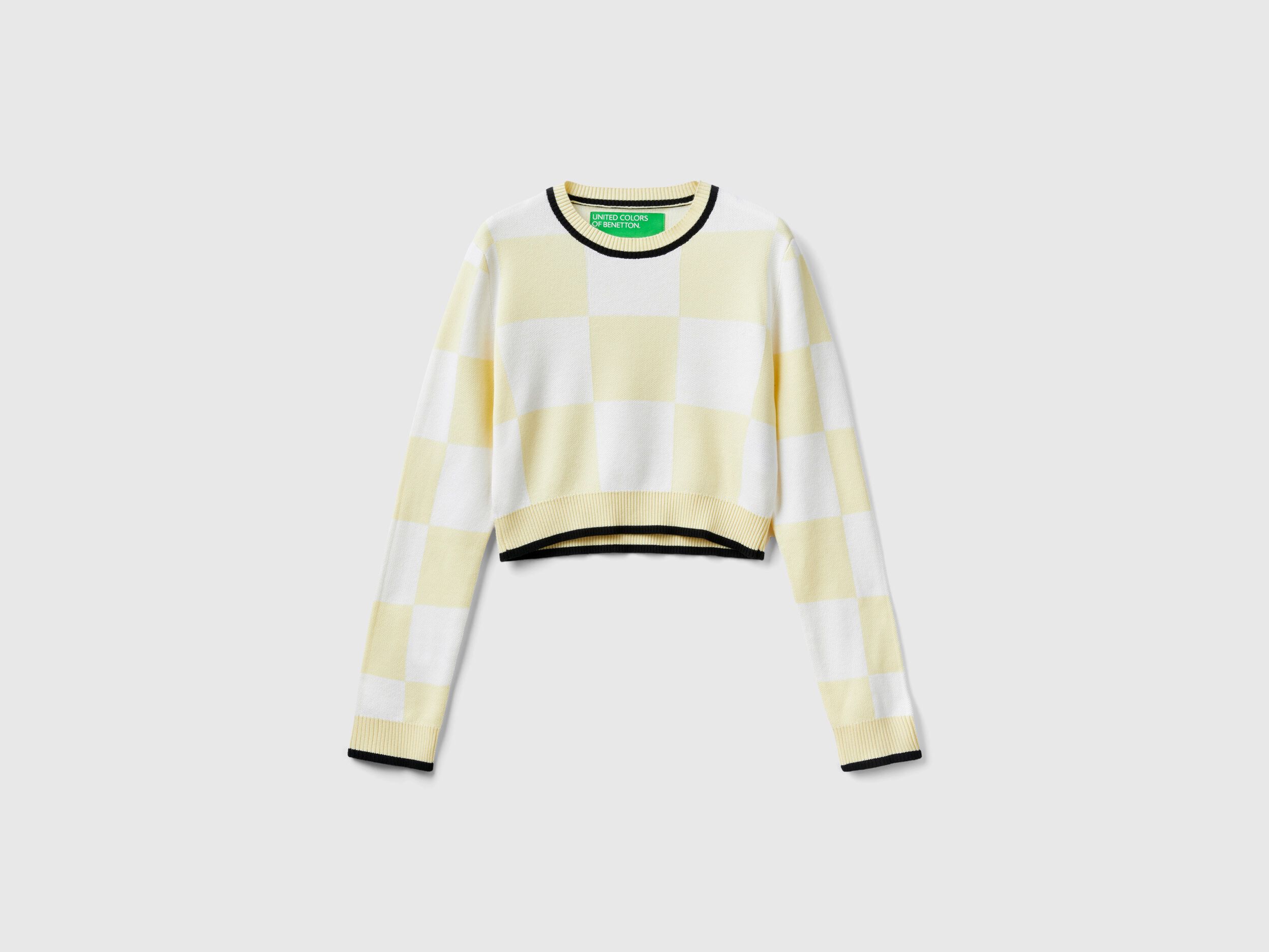 Yellow checkered cropped hoodie on sale