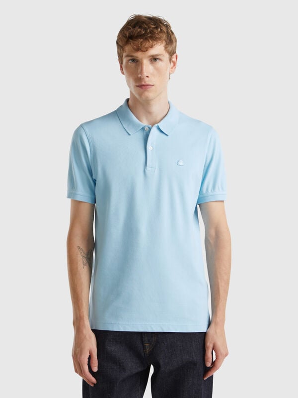 Light blue slim fit polo Men