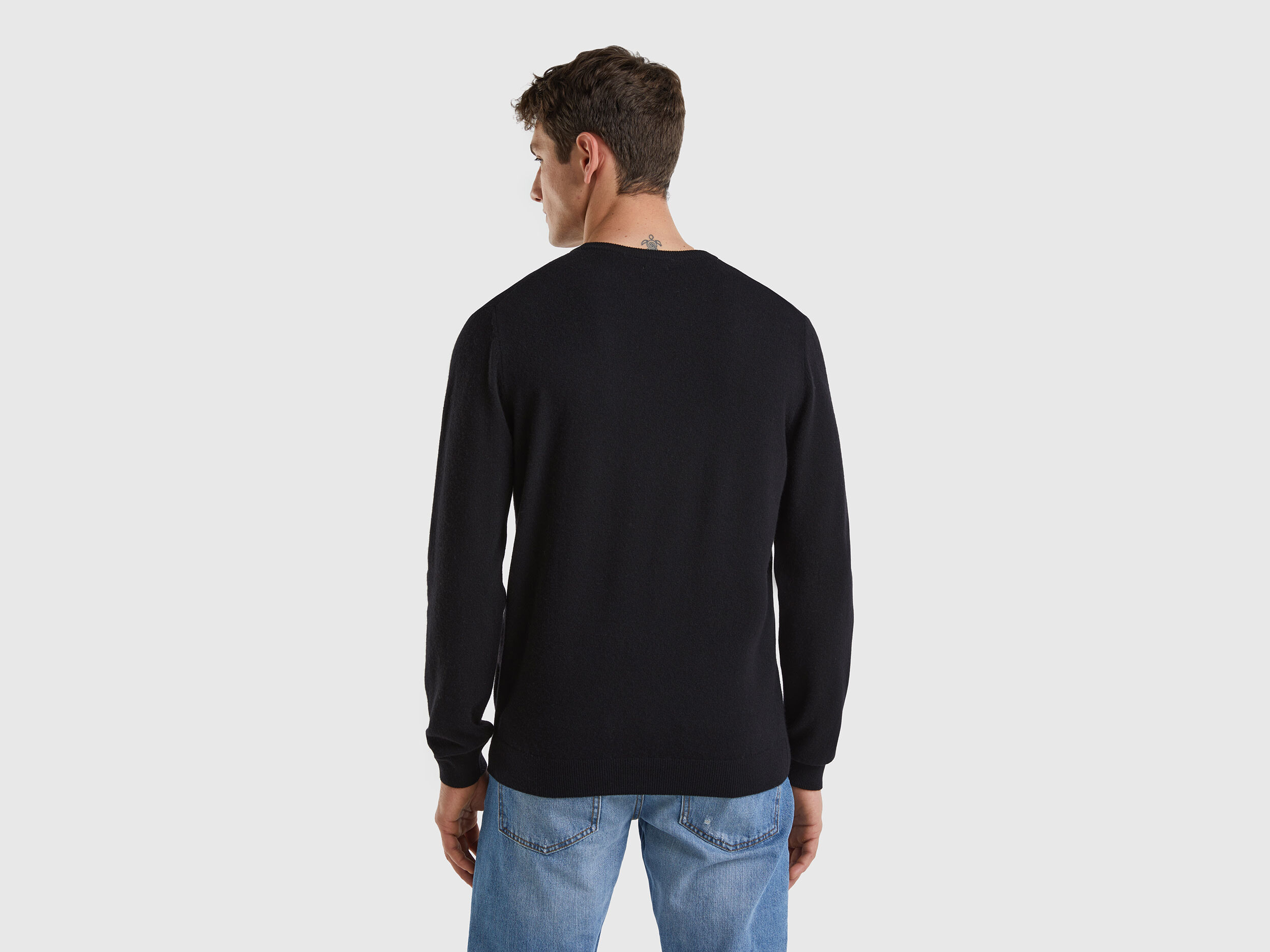 Black wool crew neck sweater sales