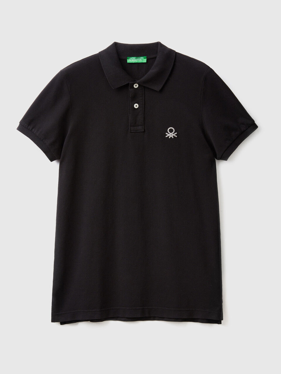 Black slim fit polo Black Benetton