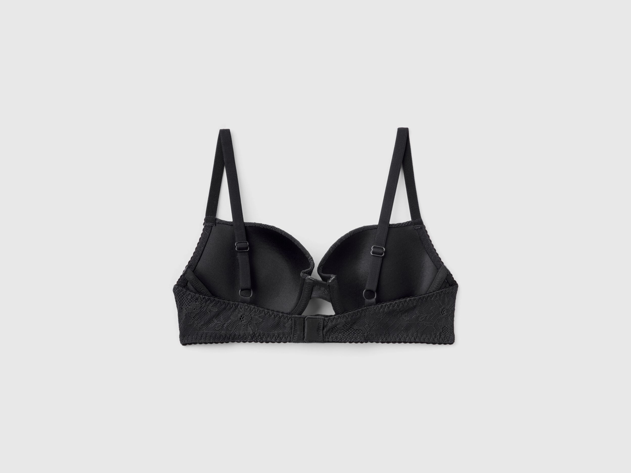 Push up bra in stretch lace - Black | Benetton