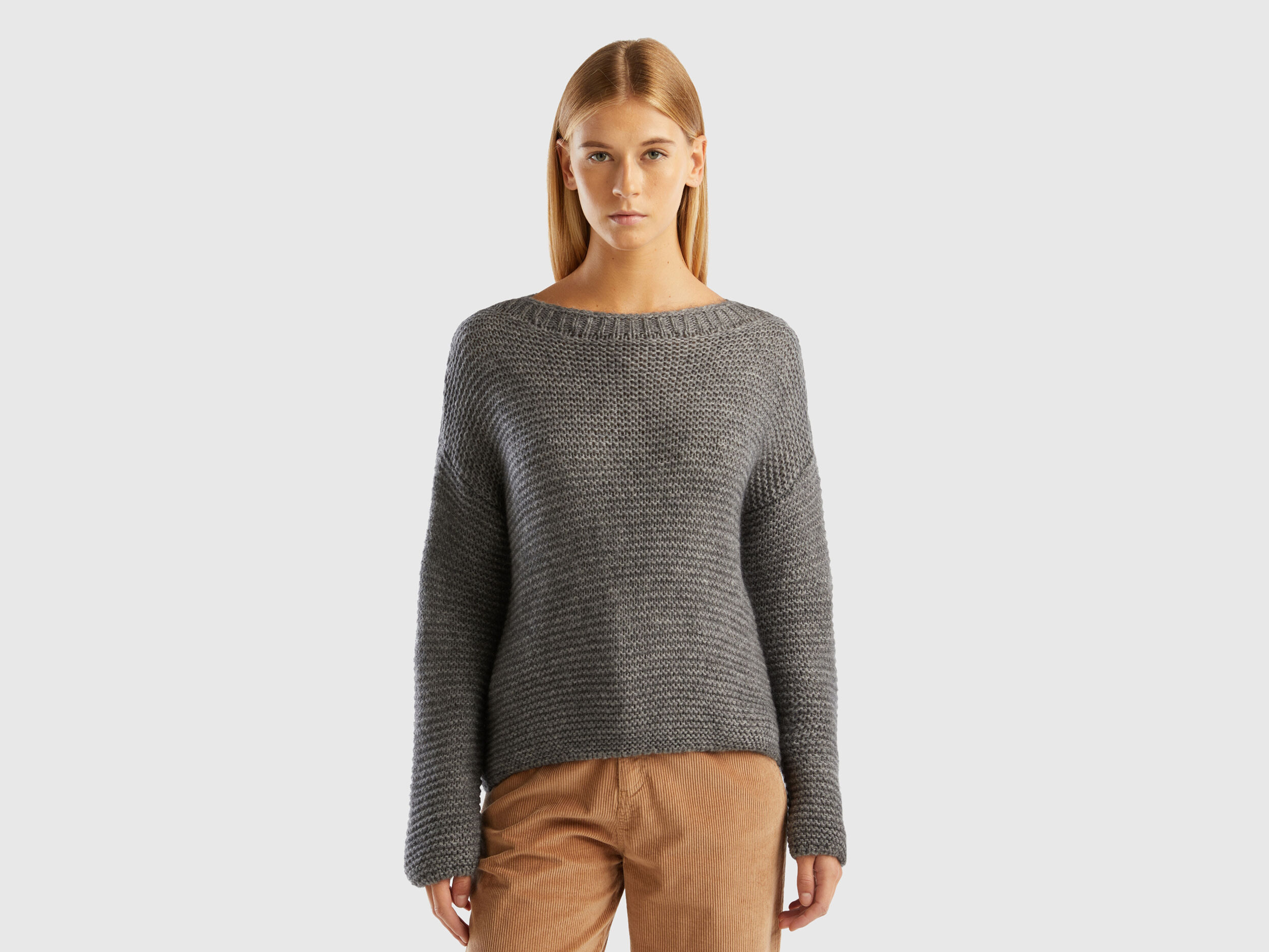 Boat neck sweater Dark Gray Benetton