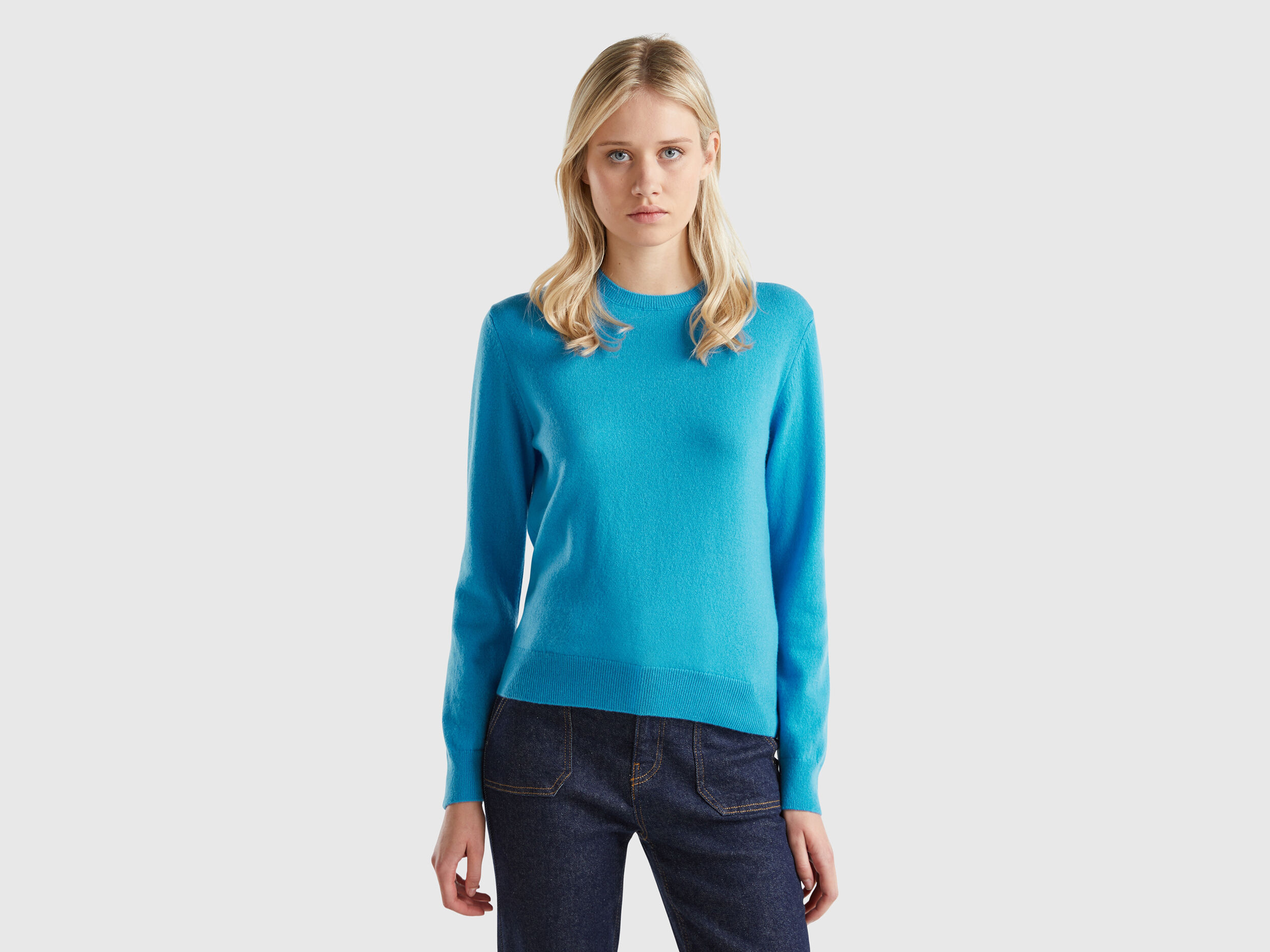 楽天 送料無料にならない Light - cashmere pure in sweater blue Light Blue Benetton | トップス