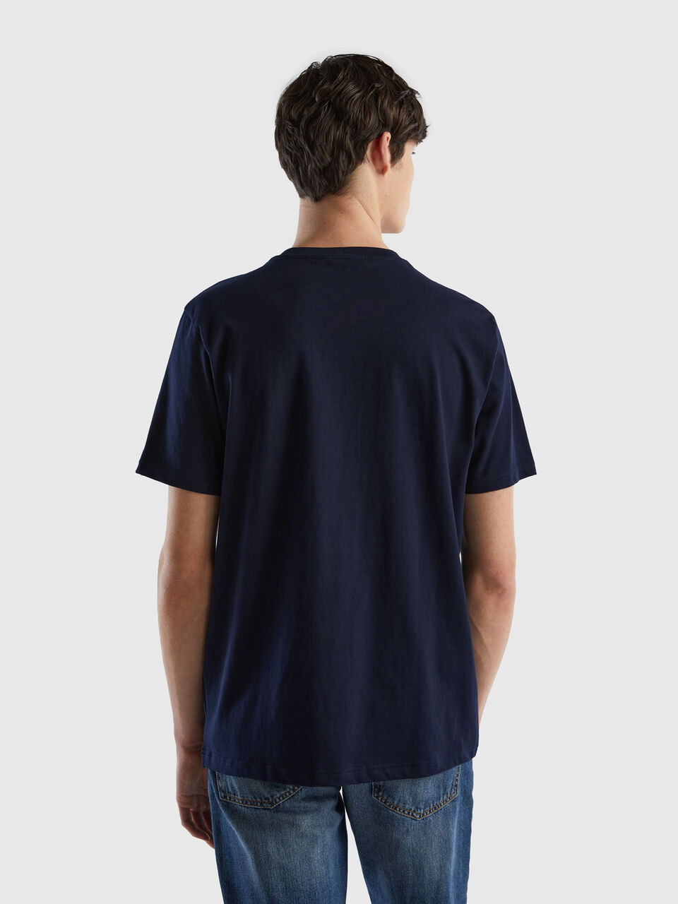 100% organic basic Dark t-shirt Benetton cotton | - Blue