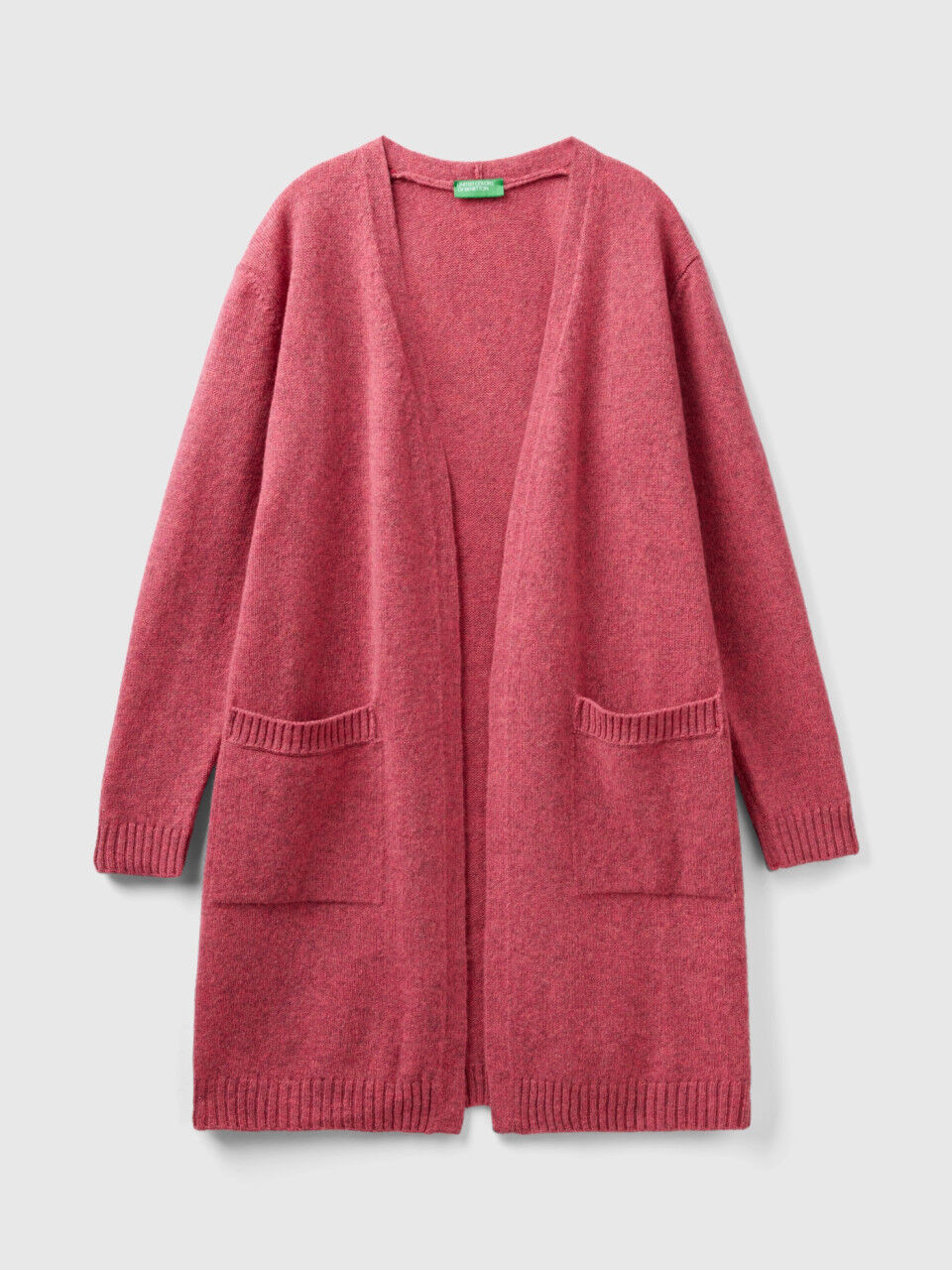 Long cardigan in pure Shetland wool - Pink | Benetton