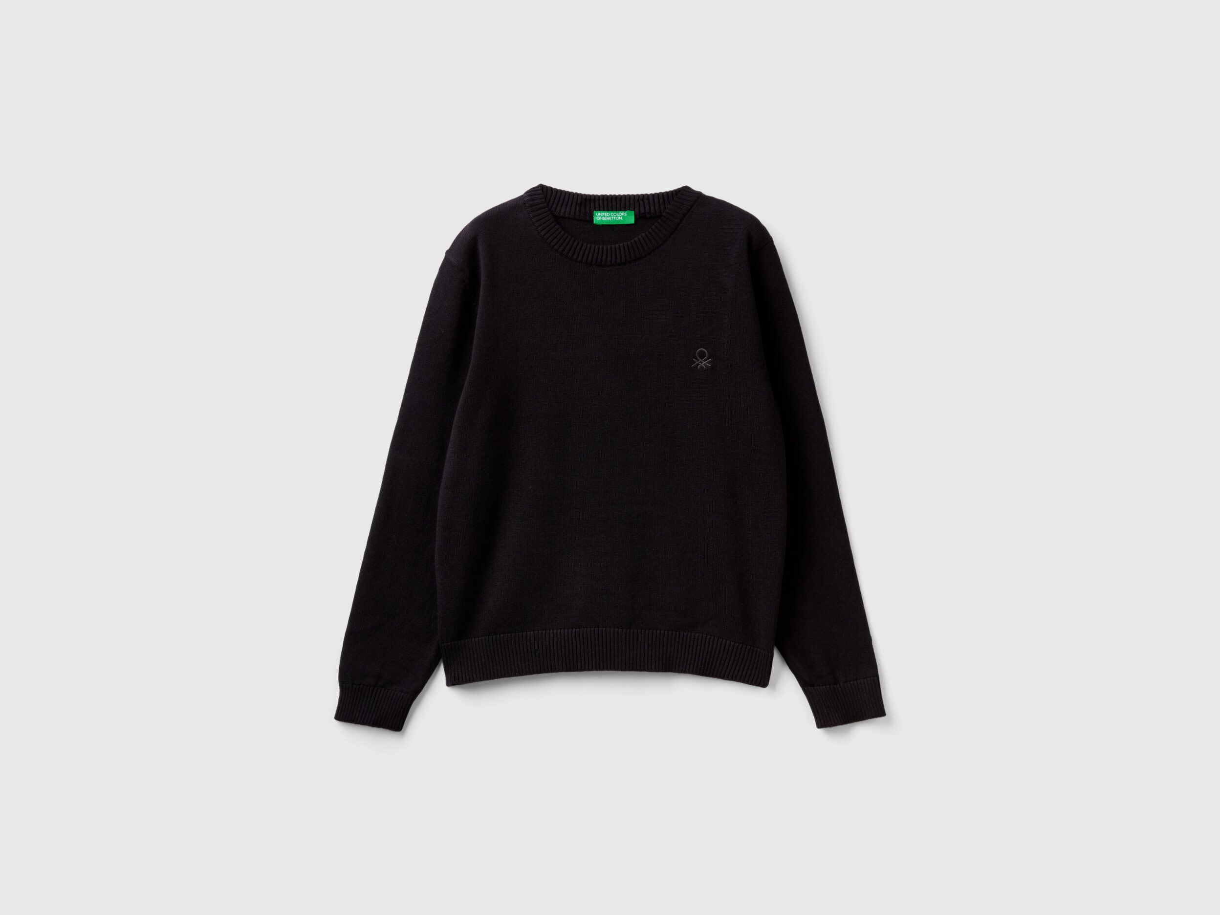 Black cotton crew neck outlet sweater
